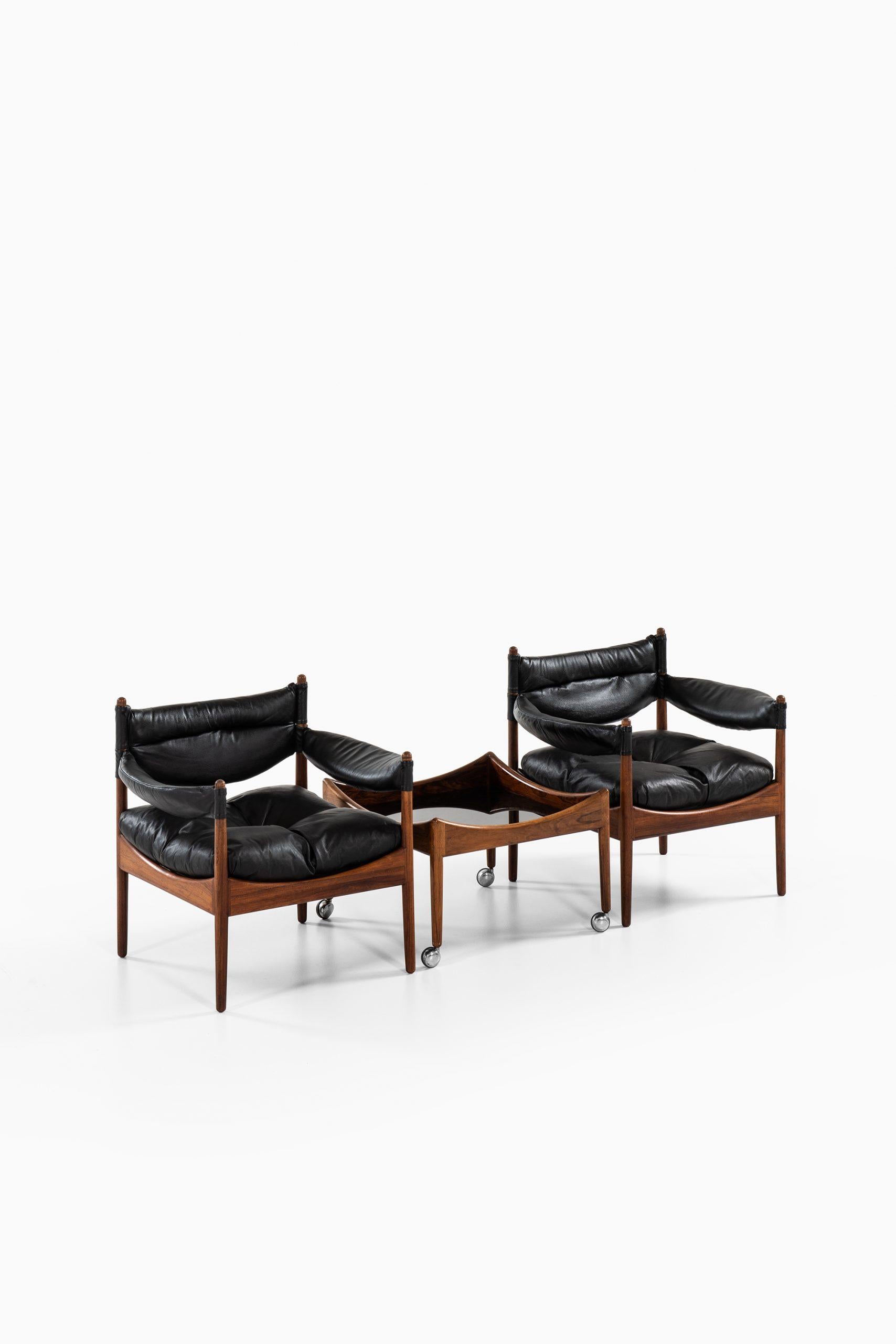 Scandinavian Modern Kristian Solmer Vedel Easy Chairs with Side Table by Søren Willadsen Møbelfabrik