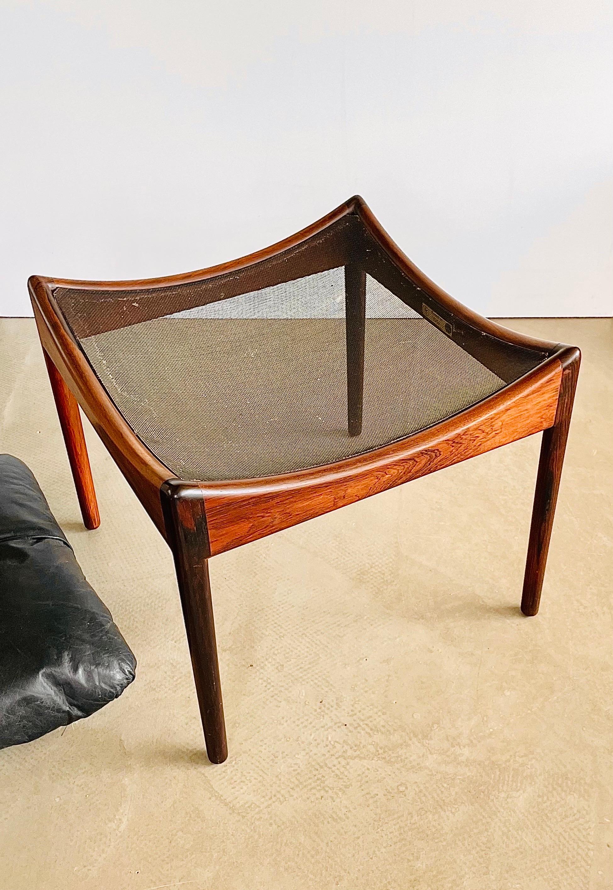 Kristian Solmer Vedel Leather Hocker Ottoman Pouf, Danish Design For Sale 3