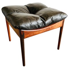Kristian Solmer Vedel Leather Hocker Ottoman Pouf, Danish Design