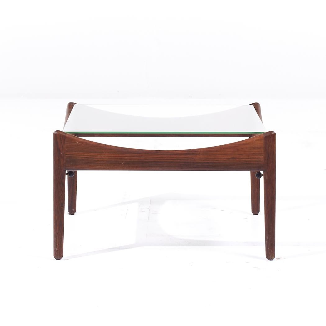 Fin du 20e siècle Kristian Solmer Vedel Modus Table d'appoint du milieu du siècle en palissandre et verre en vente