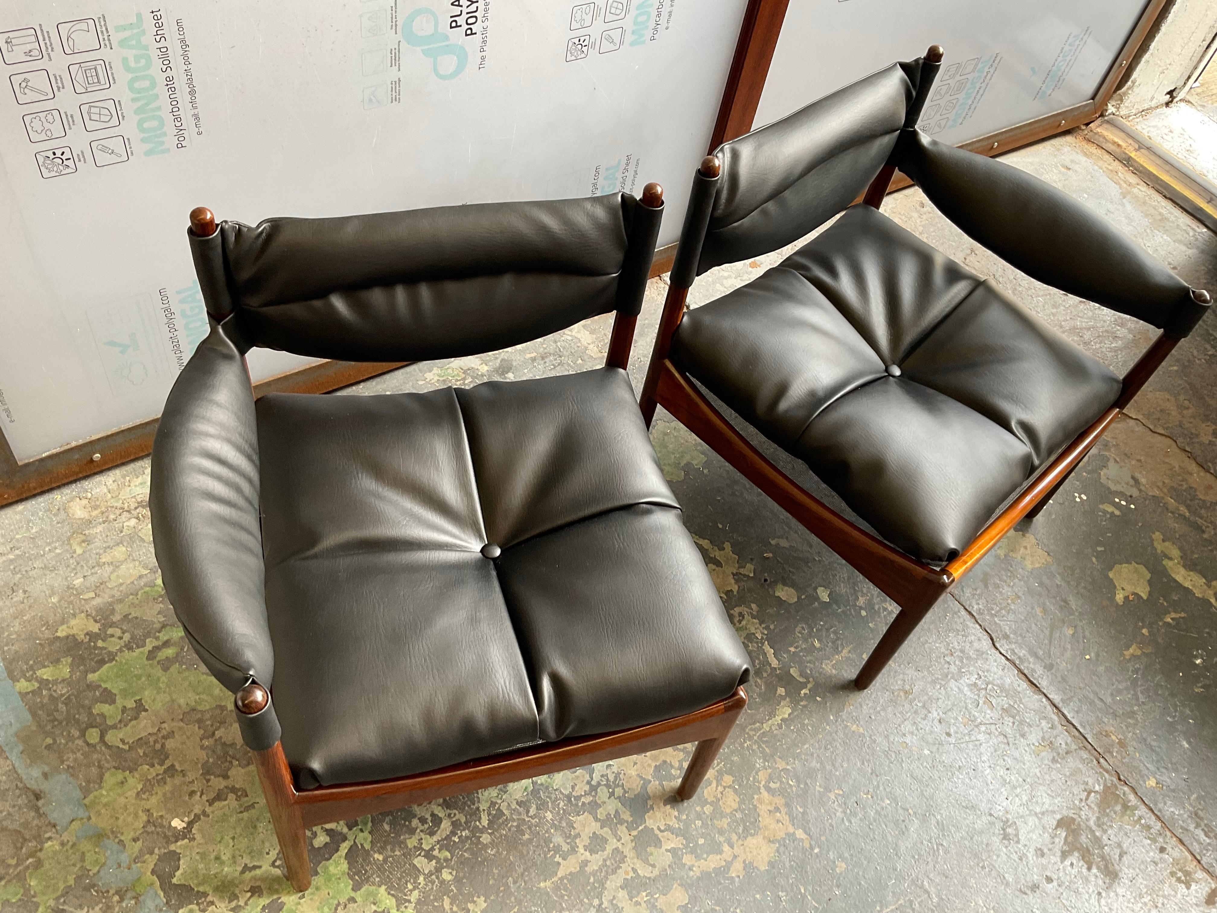 Kristian Solmer Vedel “Modus” Settee, Tropical Wood & Leather, 1963 For Sale 6