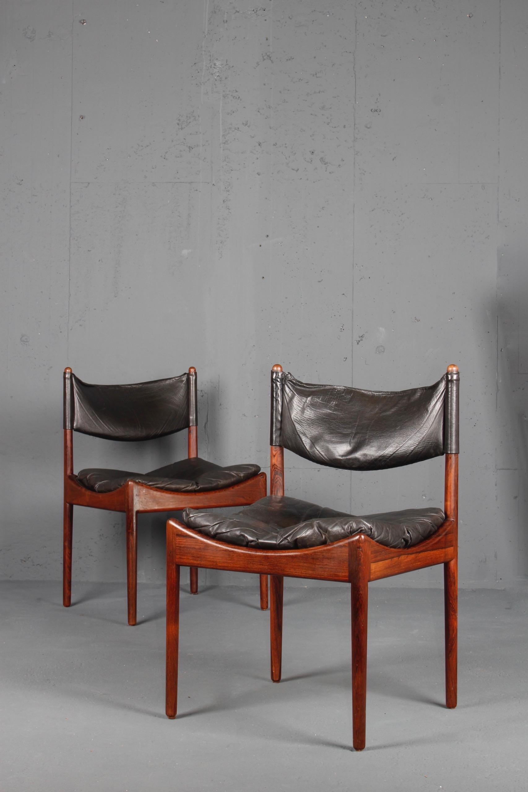 Leather and wood chair by Kristian Solmer Vedel for Søren Willadse.