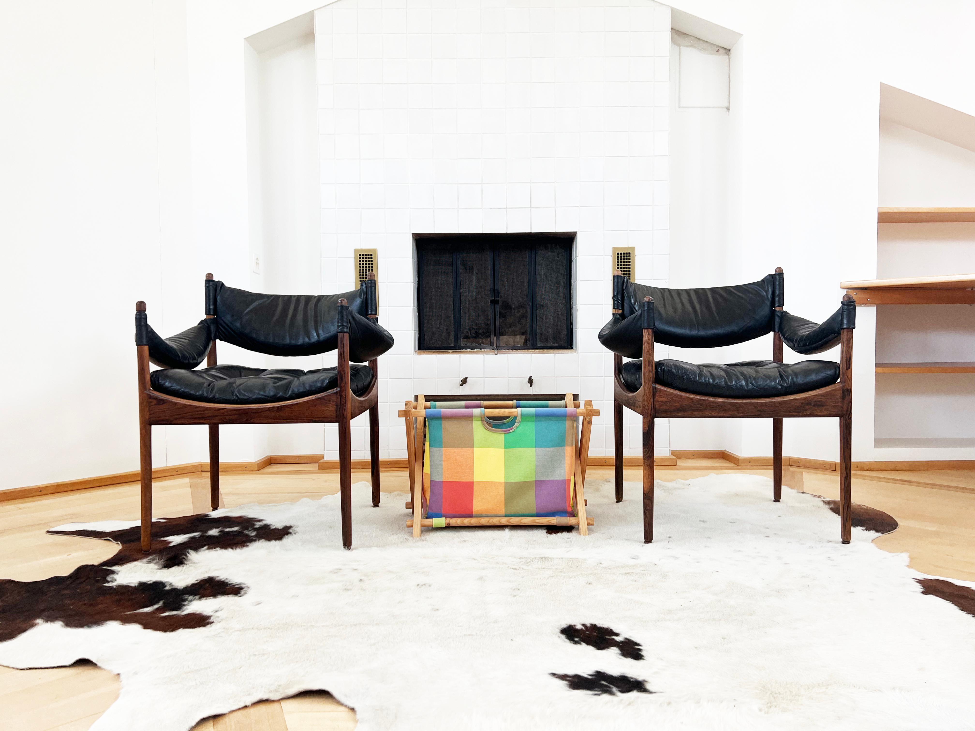 Kristian Vedel Black Leather Chairs Armchairs 