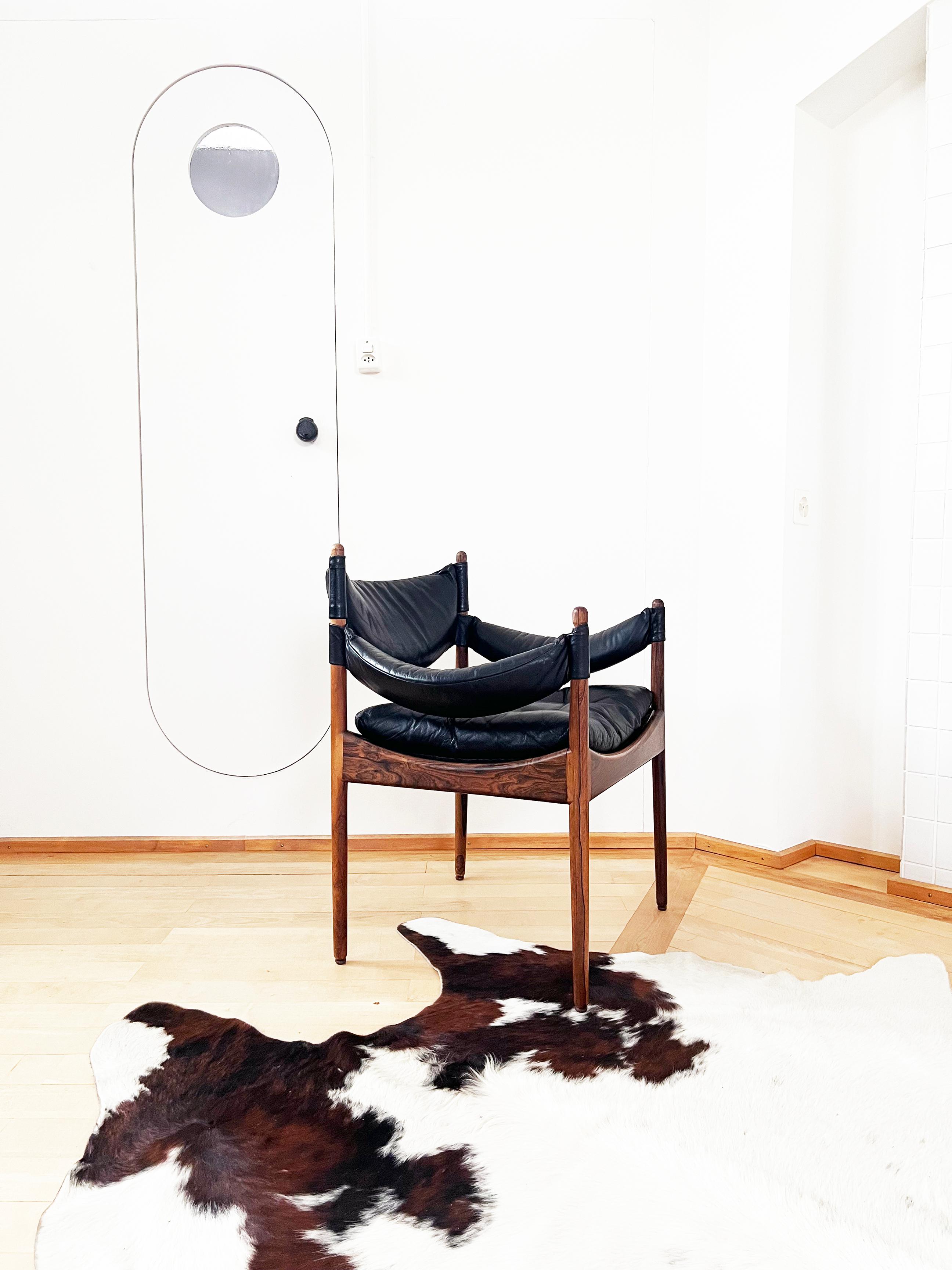 Mid-20th Century Kristian Vedel Black Leather Chairs Armchairs 