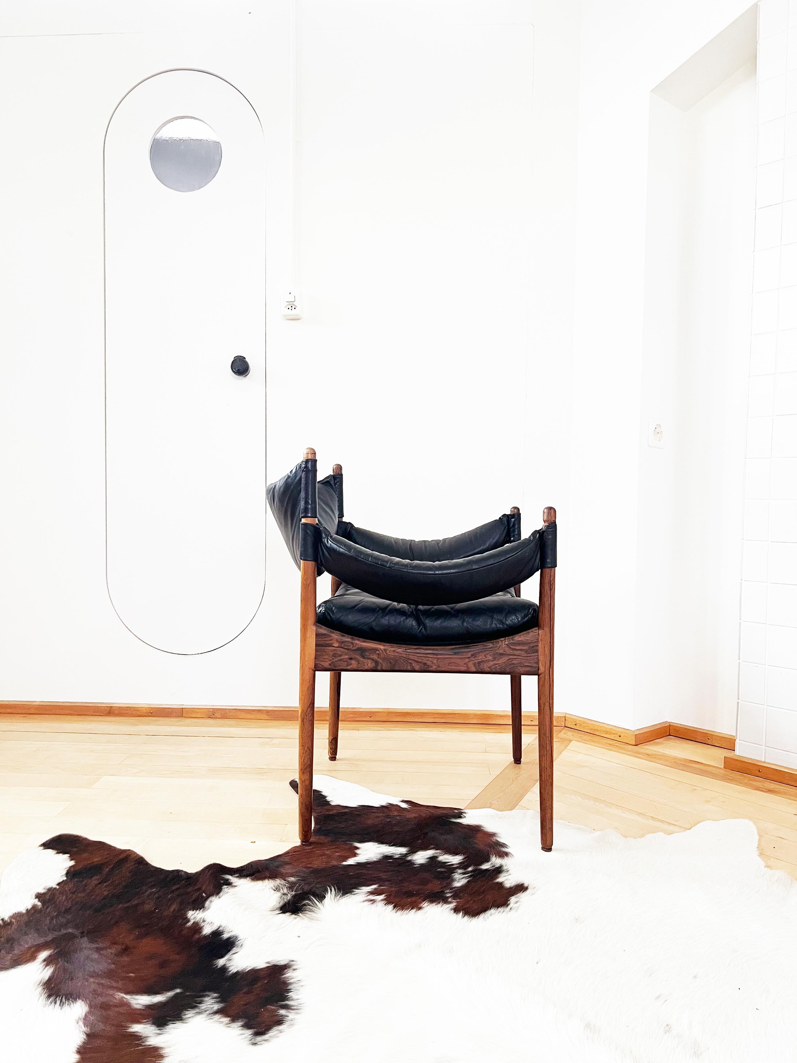 Kristian Vedel Black Leather Chairs Armchairs 