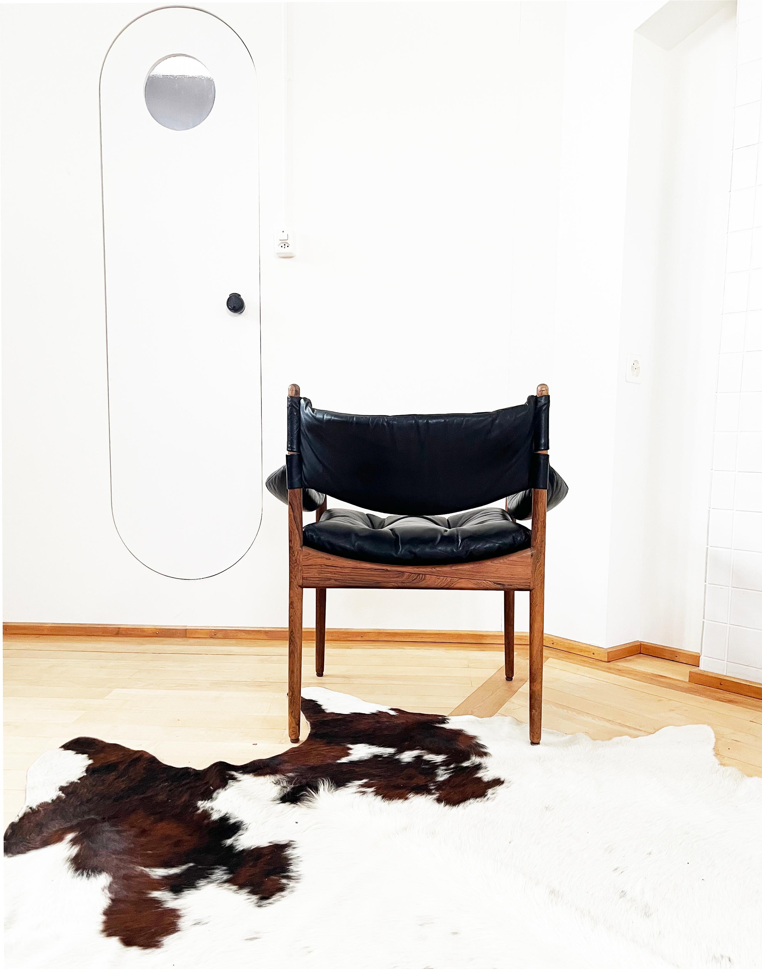 Kristian Vedel Black Leather Chairs Armchairs 