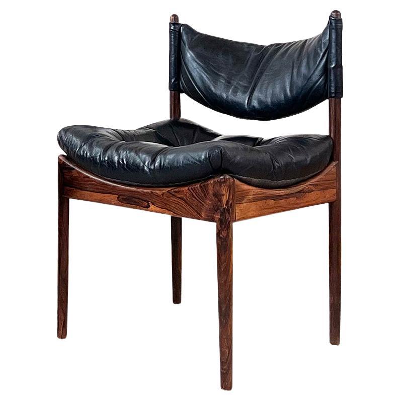 Kristian Vedel Black Leather Side Accent Chair "Modus" 