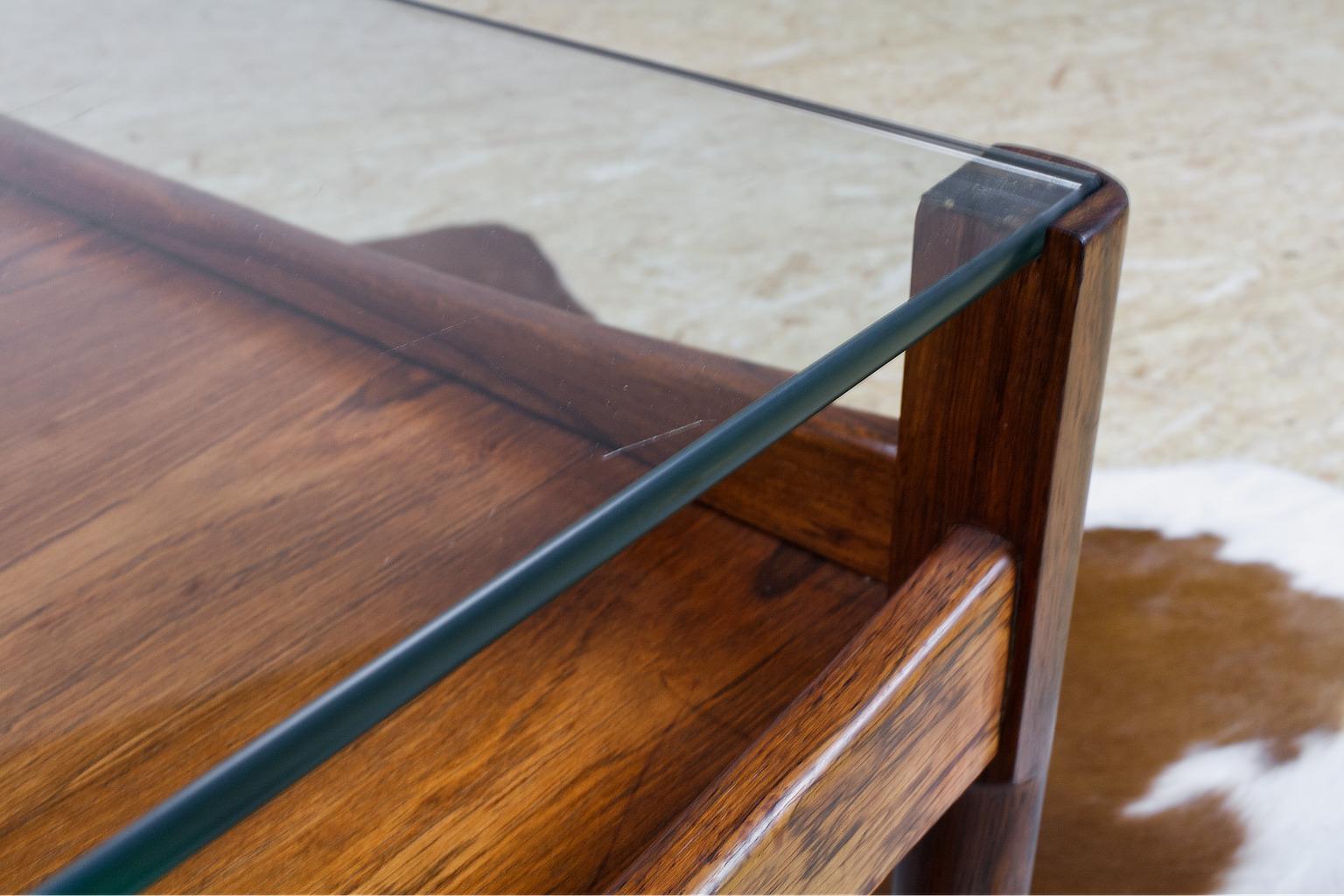 Kristian Vedel Coffee Table in Rosewood and Glass for Willadsen, Denmark, 1960s 1