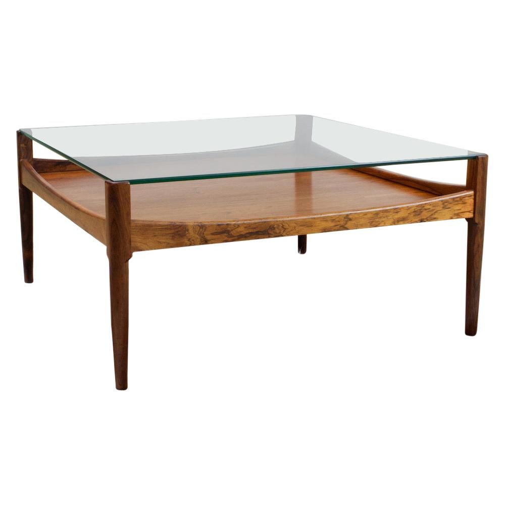 Kristian Vedel Coffee Table in Rosewood and Glass for Willadsen, Denmark, 1960s