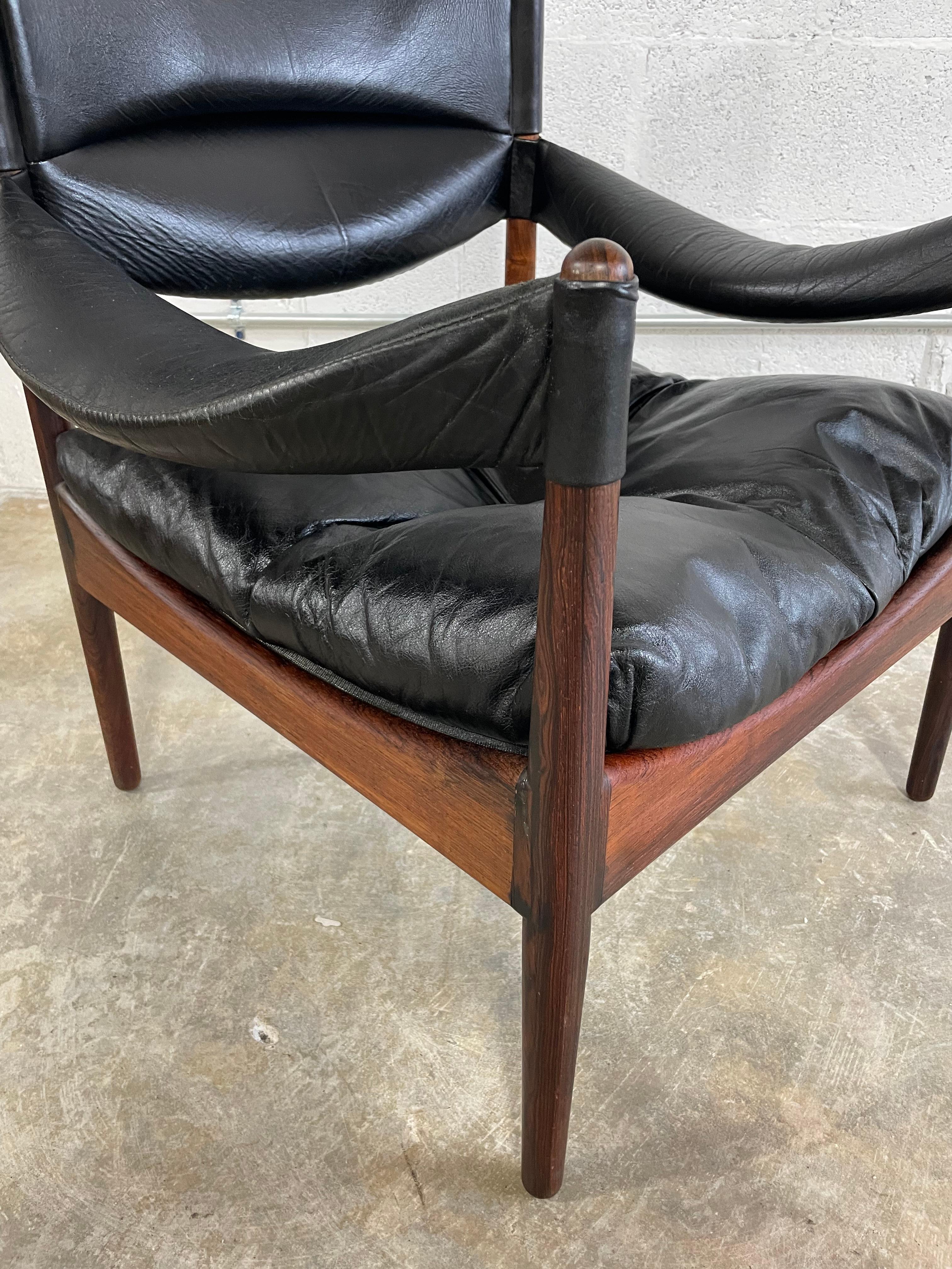Kristian Vedel Leather and Rosewood chairs Armchairs 