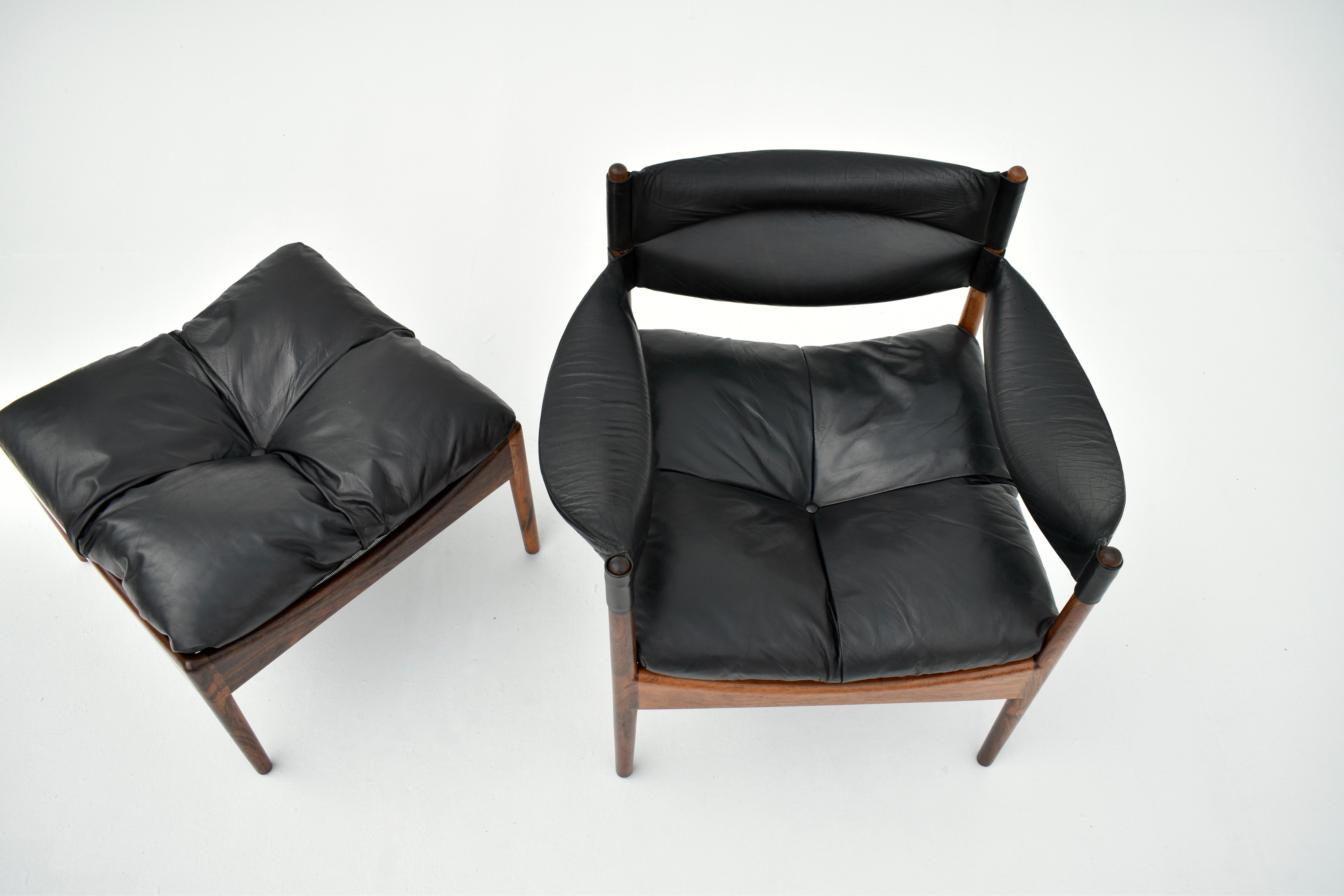 Kristian Vedel Modus Lounge Chair & Footstool For Søren Willadsen møbelfabrik In Good Condition In Shepperton, Surrey