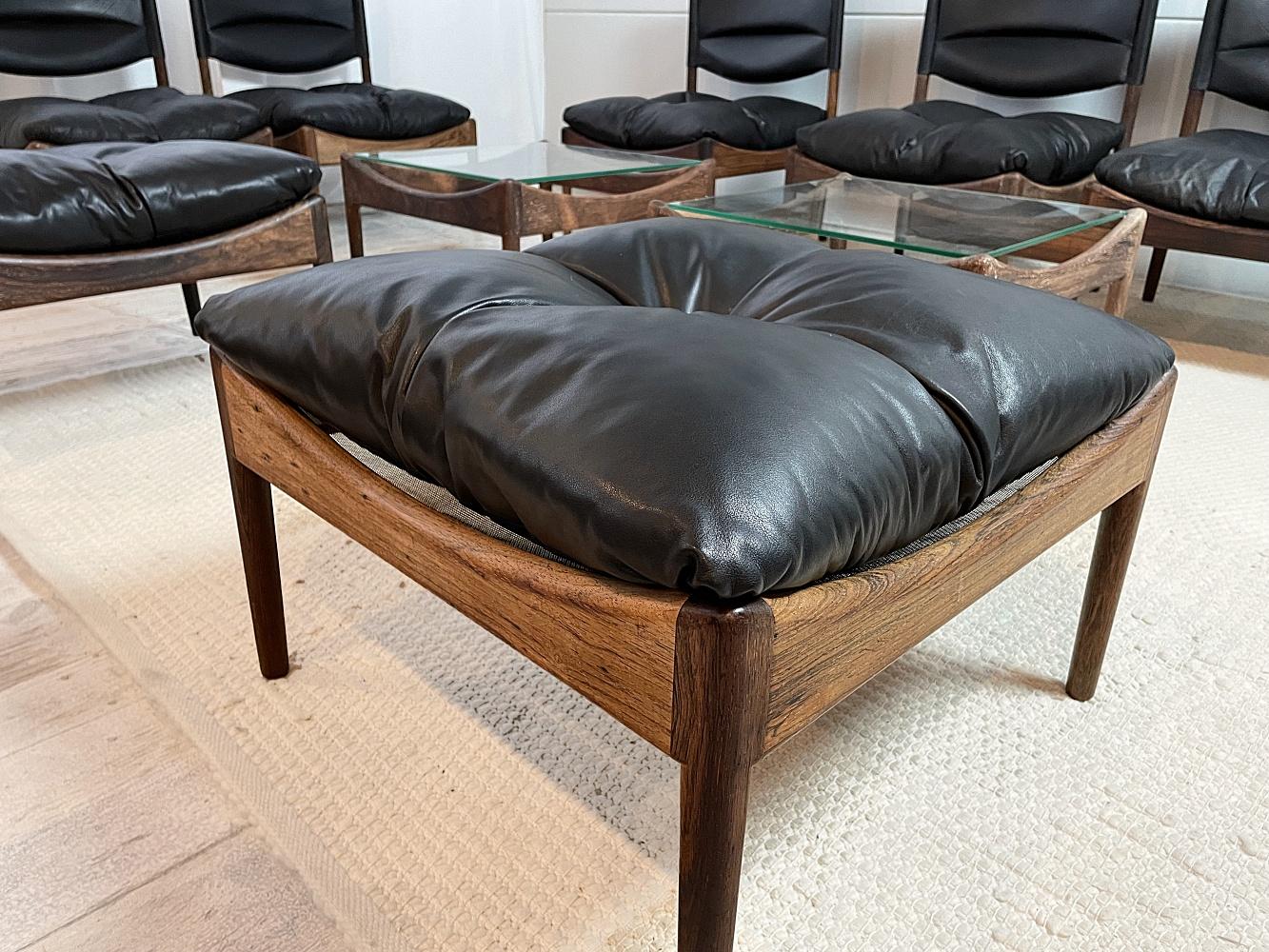 Hand-Crafted Kristian Vedel MODUS Midcentury Modular Lounge Suite, Pouf & Table, Denmark For Sale