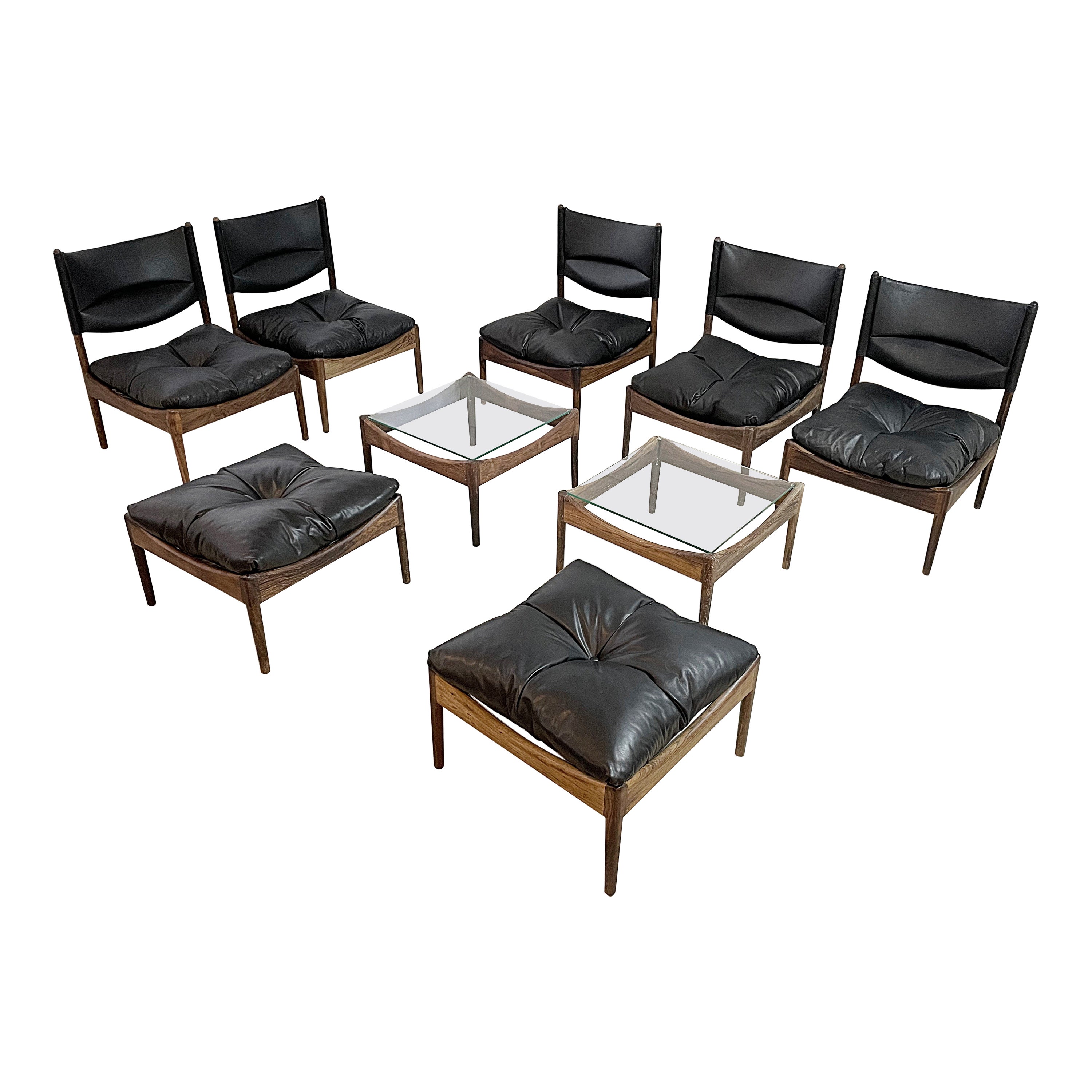 Kristian Vedel MODUS Conjunto modular de salón de mediados de siglo, puf y mesa, Dinamarca