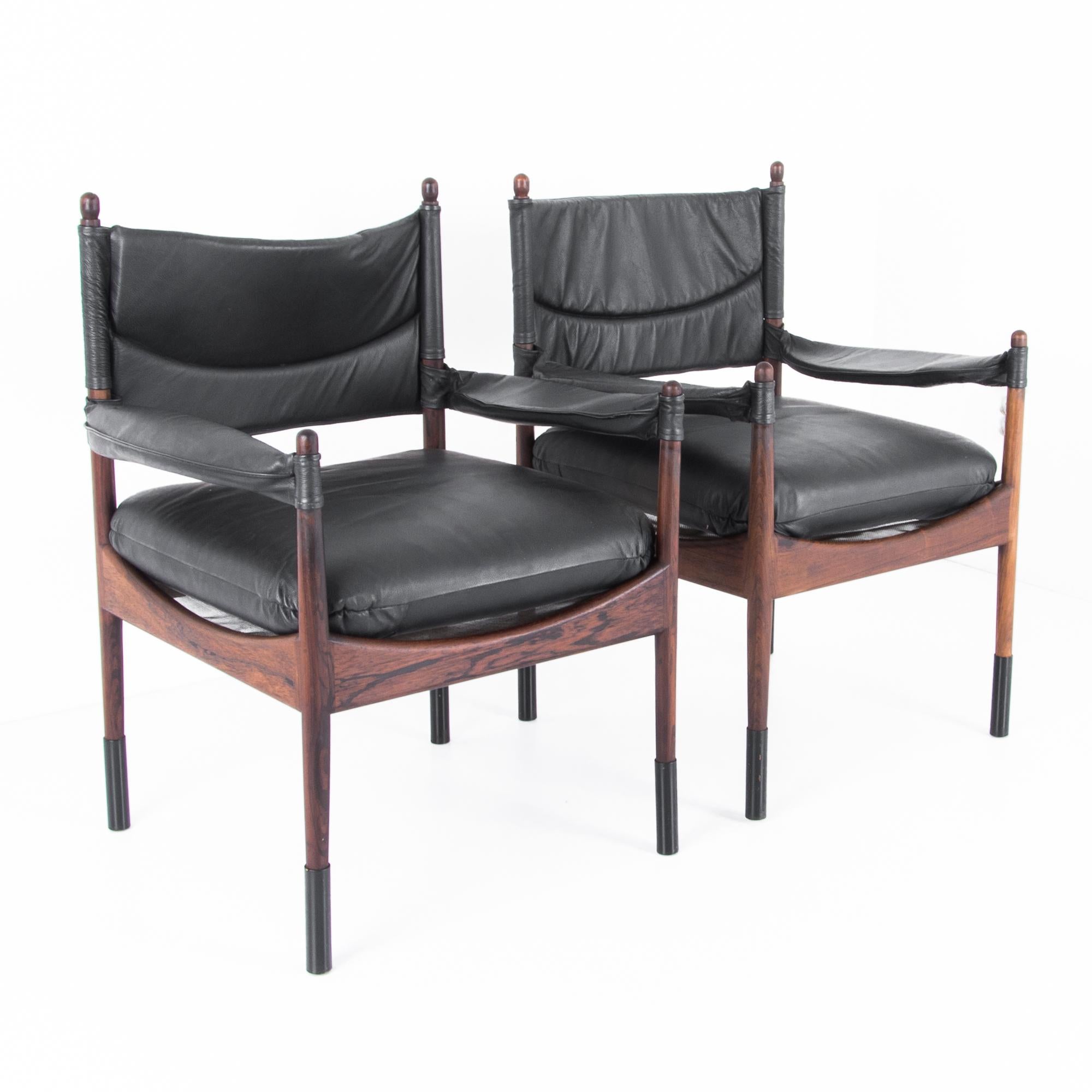 Kristian Vedel Rosewood and Leather Chairs, a Pair 10