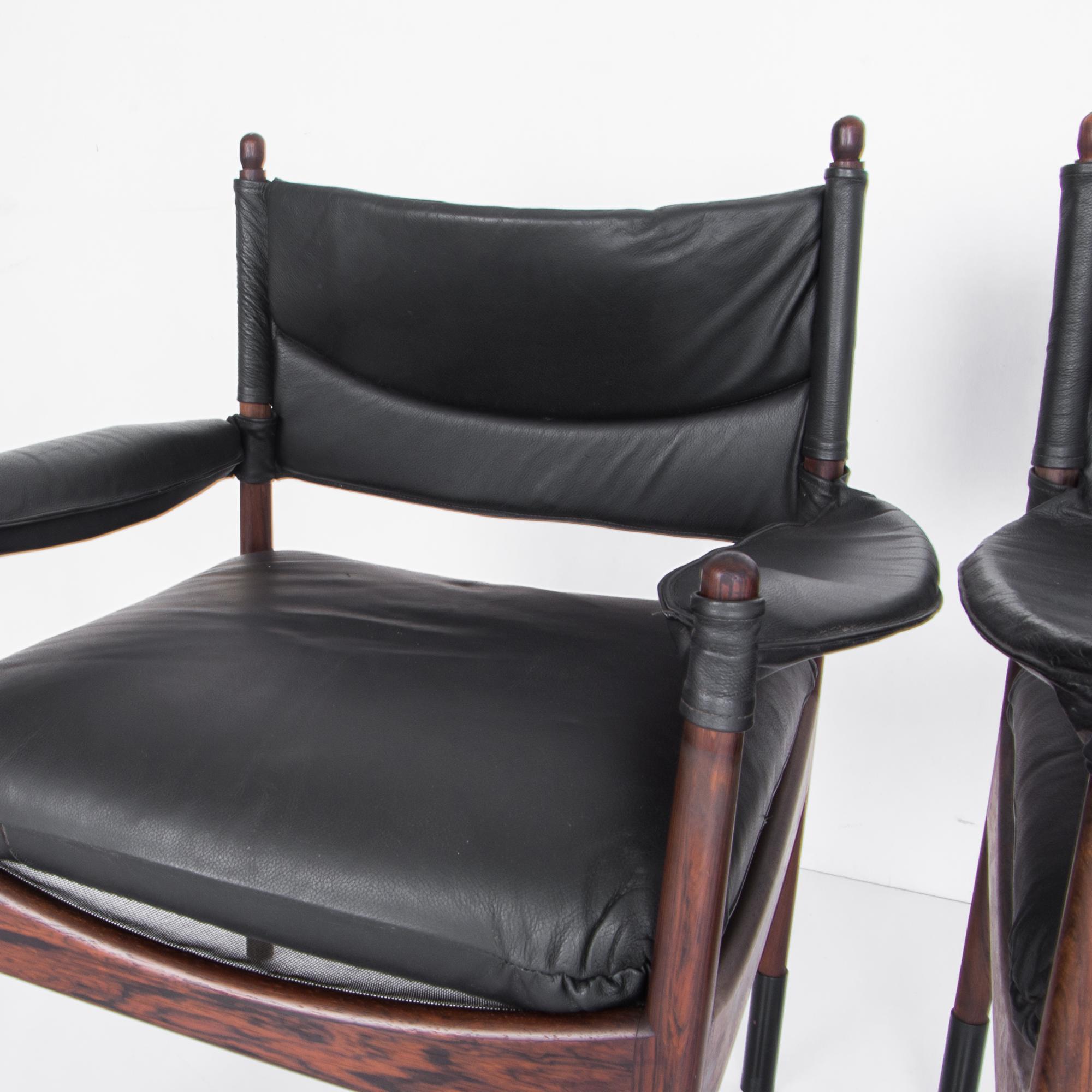 Mid-20th Century Kristian Vedel Rosewood and Leather Chairs, a Pair