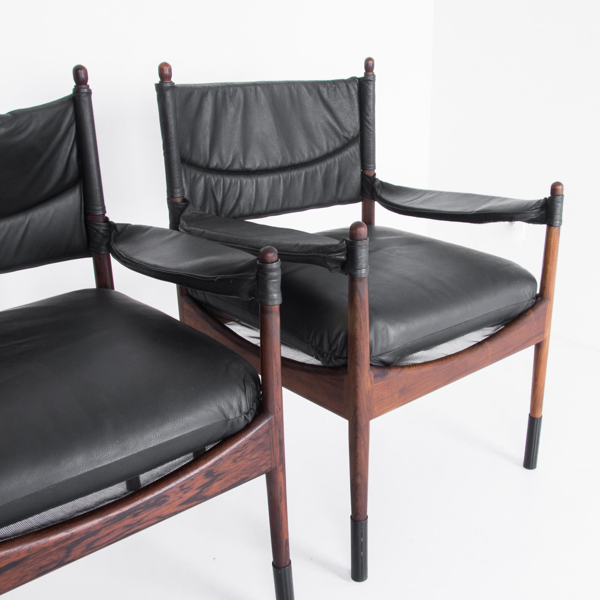 Kristian Vedel Rosewood and Leather Chairs, a Pair 1