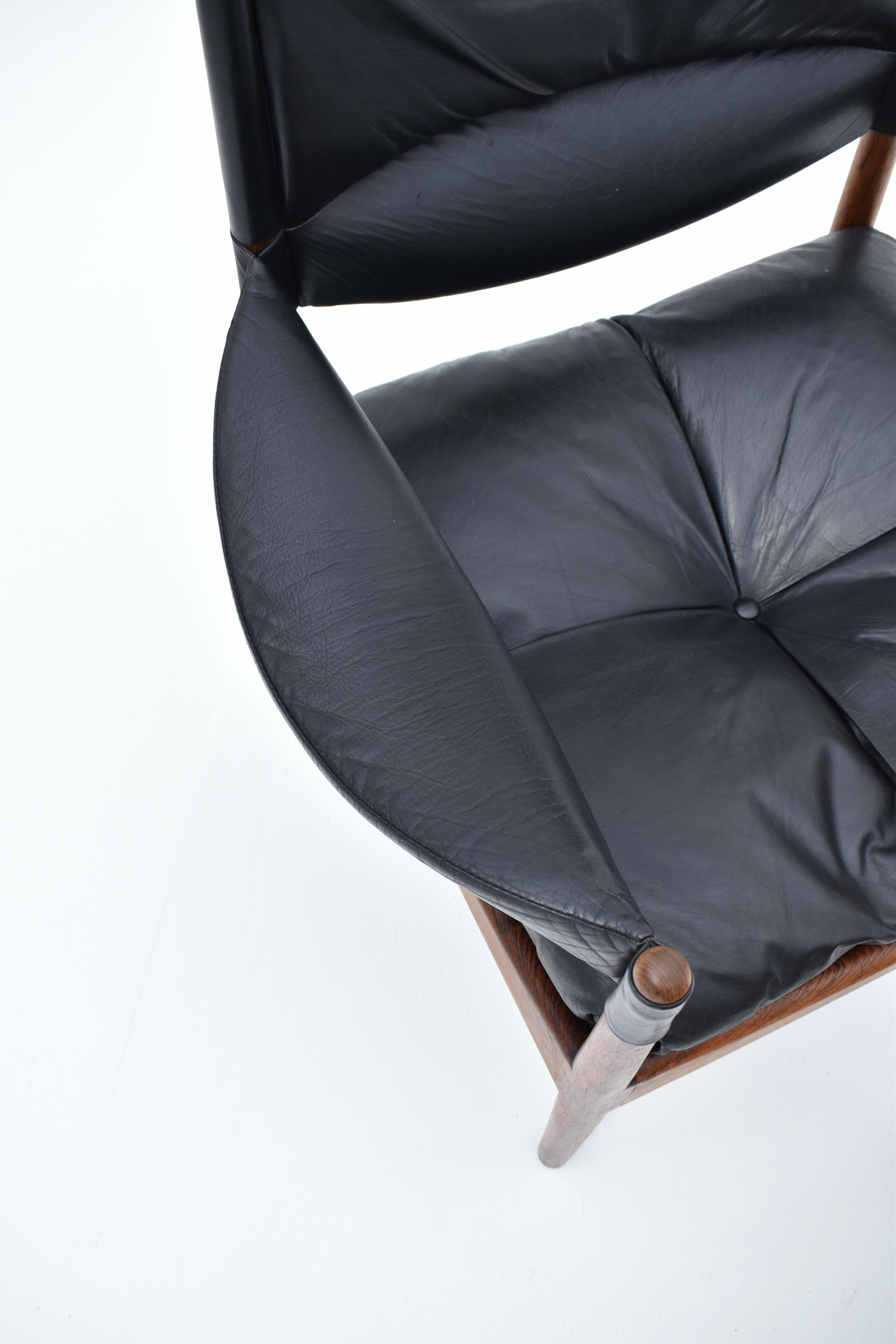 Kristian Vedel Rosewood & Leather 'Modus' Chair & Footstool For Soren Willadsen 6