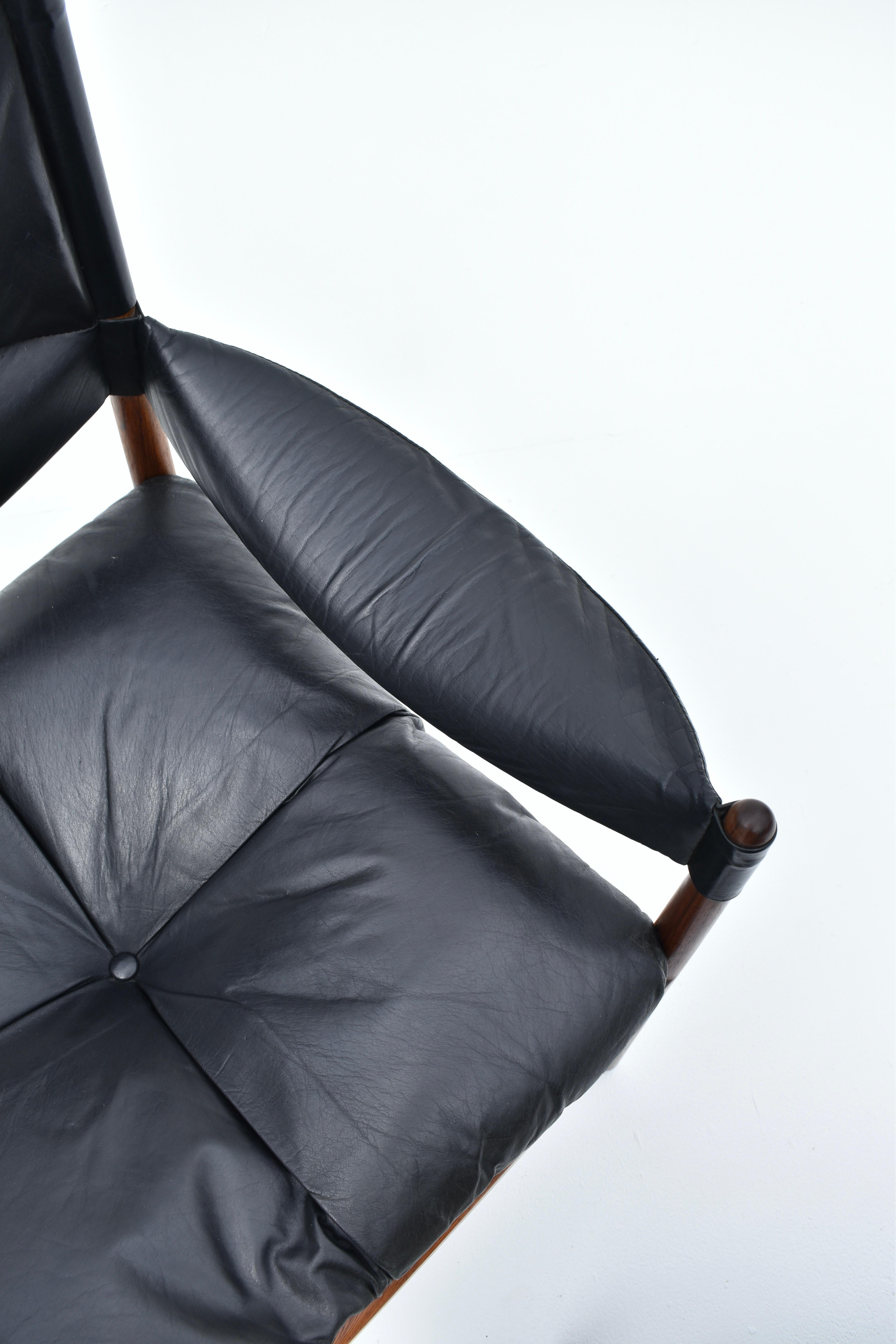 Kristian Vedel Rosewood & Leather 'Modus' Chair & Footstool For Soren Willadsen 7