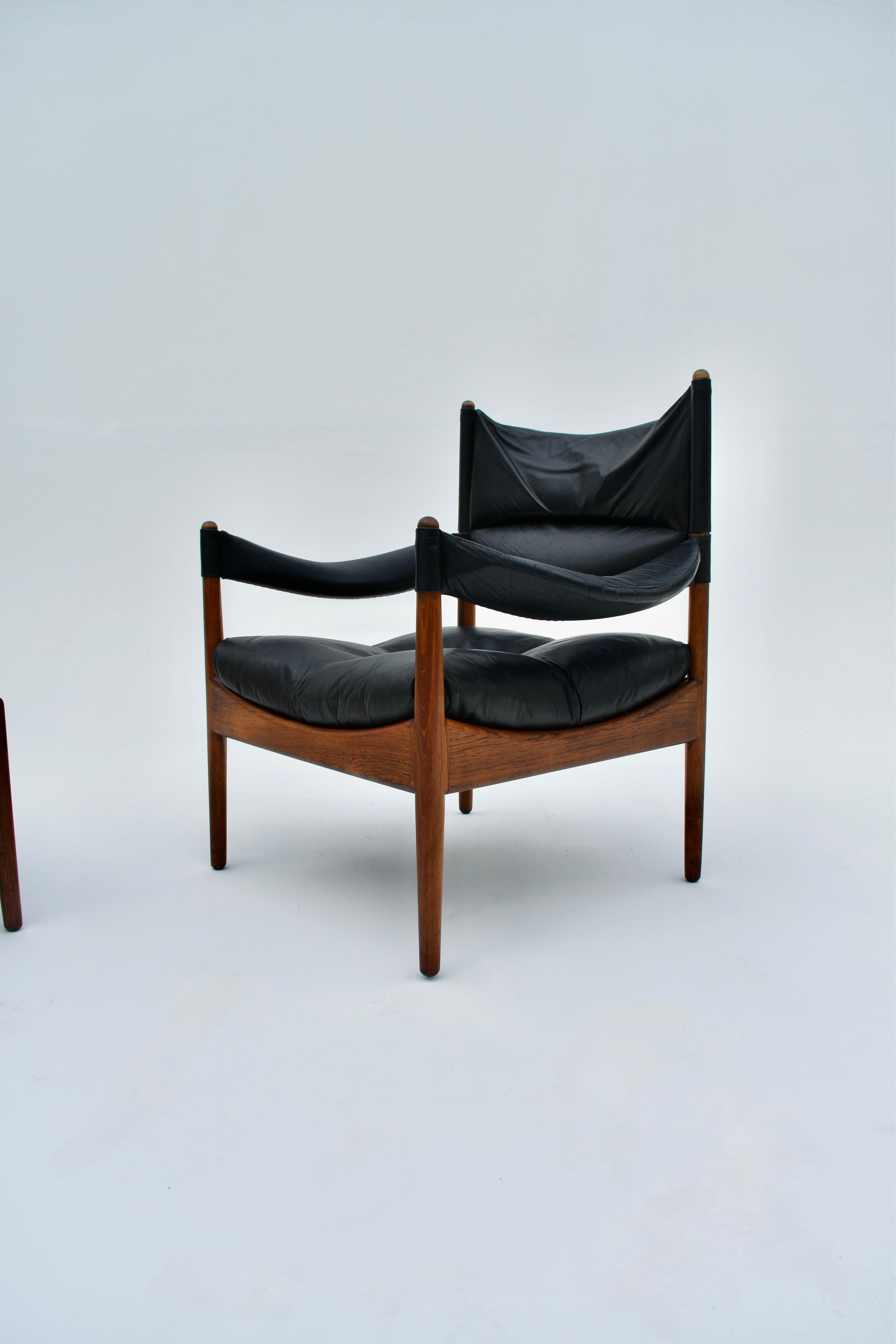 Kristian Vedel Rosewood & Leather 'Modus' Chair & Footstool For Soren Willadsen In Good Condition In Shepperton, Surrey