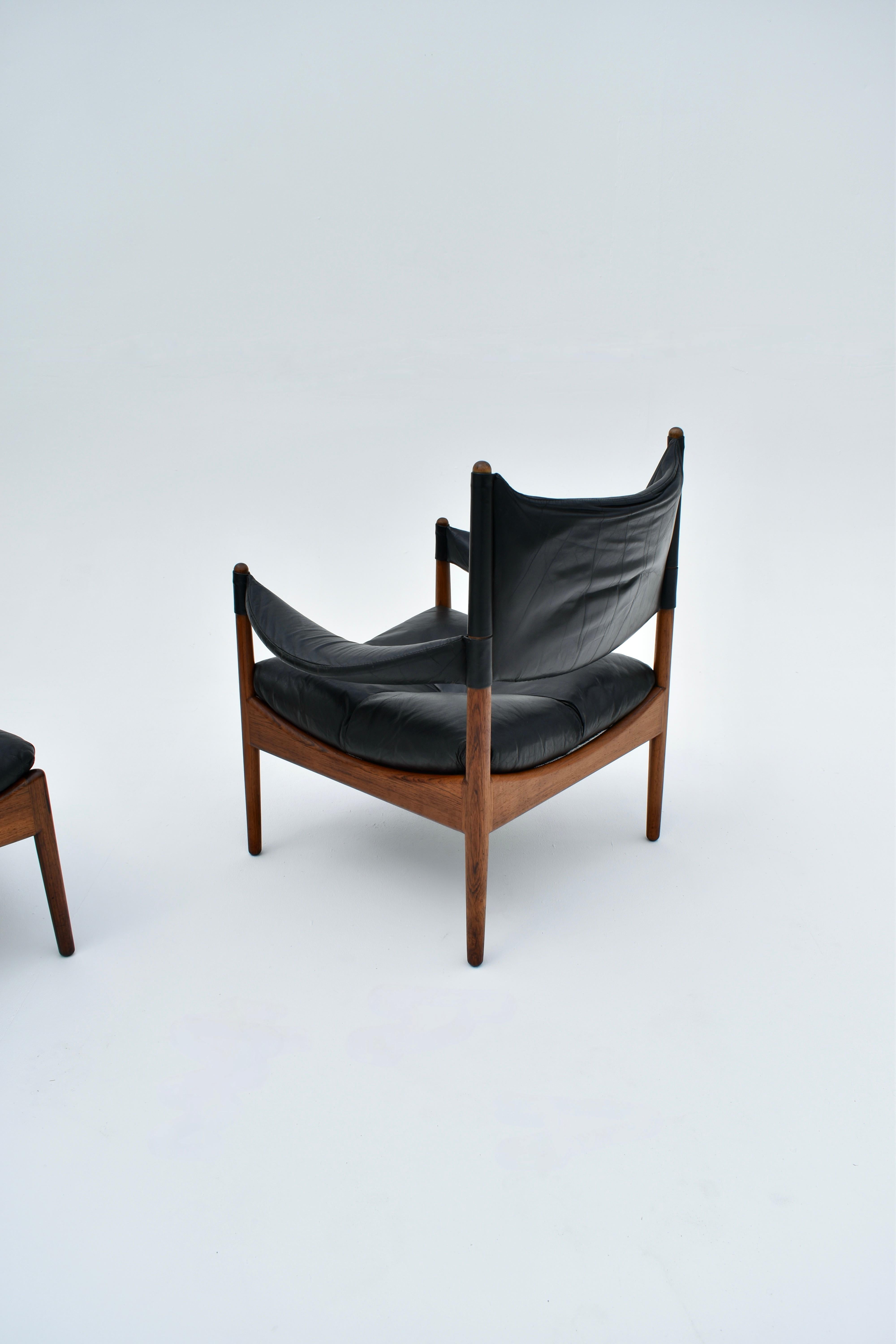 Mid-20th Century Kristian Vedel Rosewood & Leather 'Modus' Chair & Footstool For Soren Willadsen