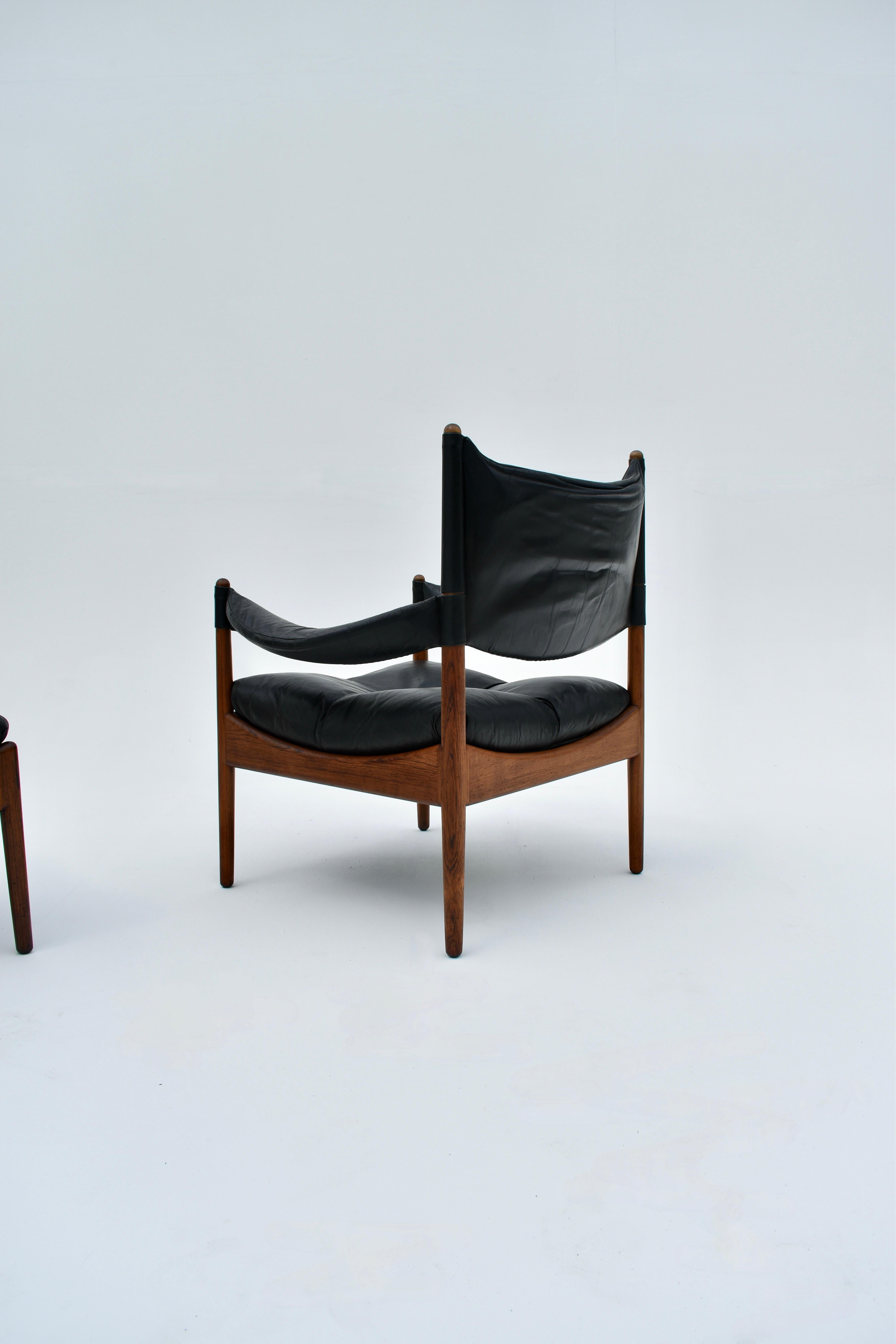 Kristian Vedel Rosewood & Leather 'Modus' Chair & Footstool For Soren Willadsen 1