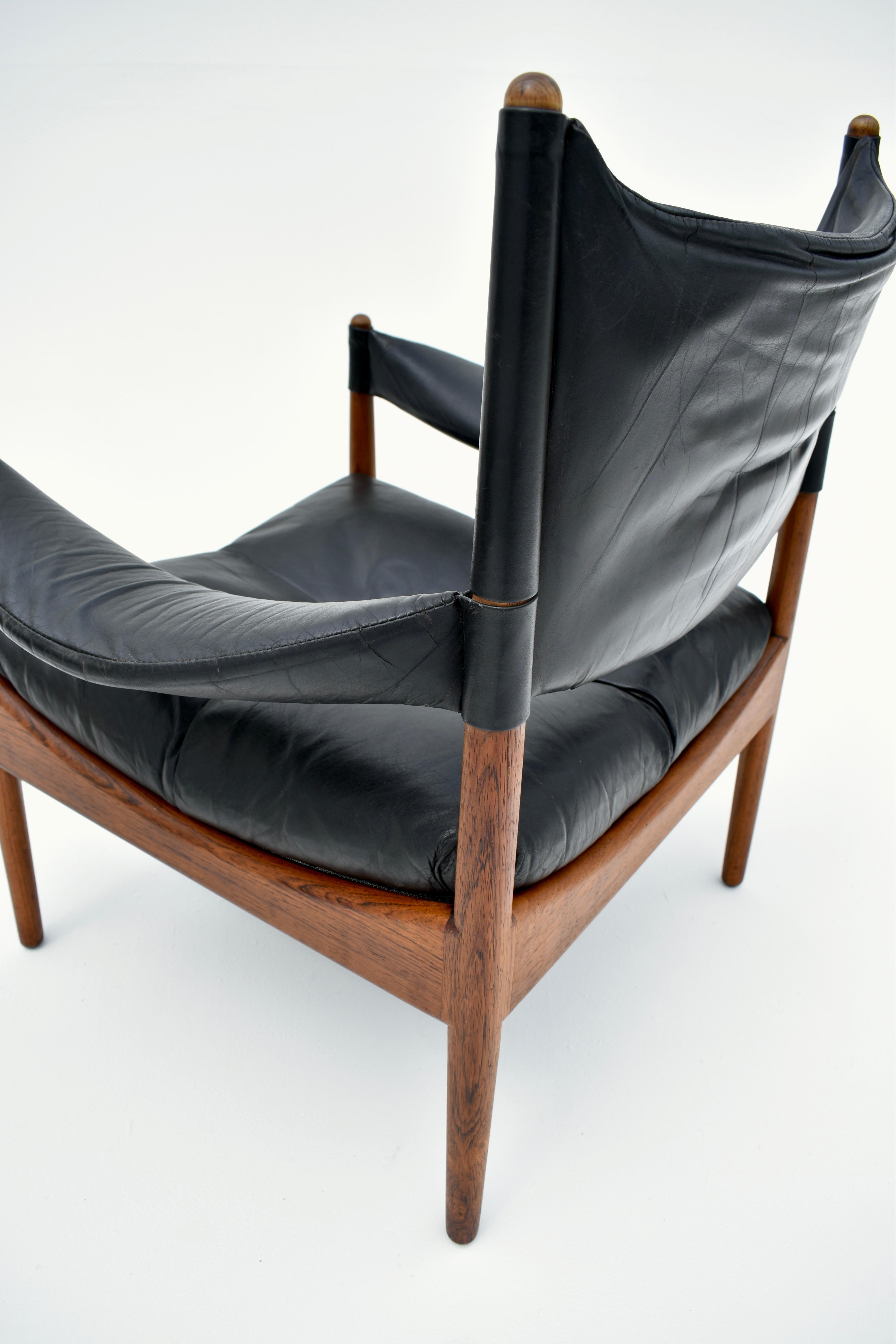 Kristian Vedel Rosewood & Leather 'Modus' Chair & Footstool For Soren Willadsen 2