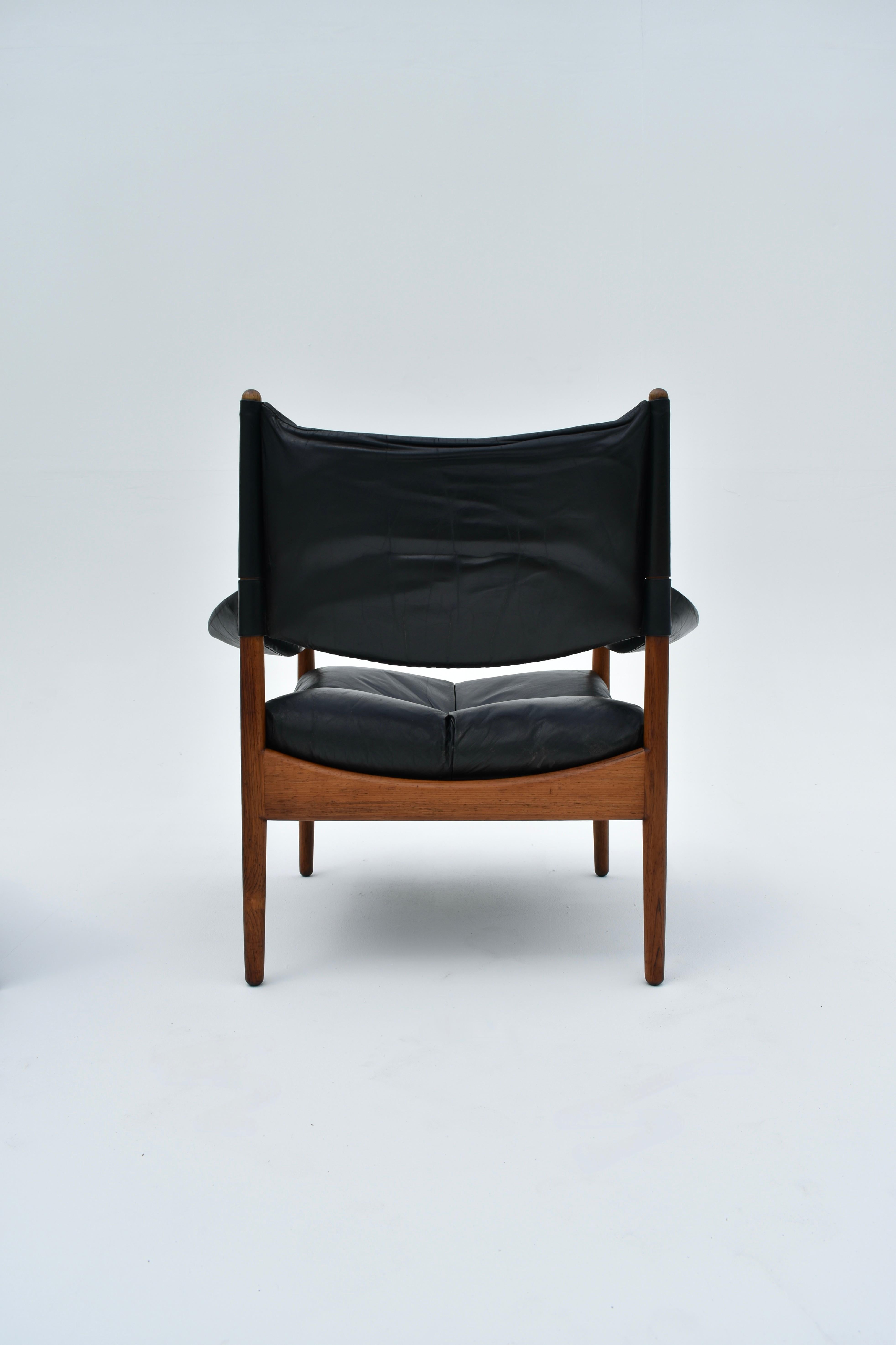 Kristian Vedel Rosewood & Leather 'Modus' Chair & Footstool For Soren Willadsen 3