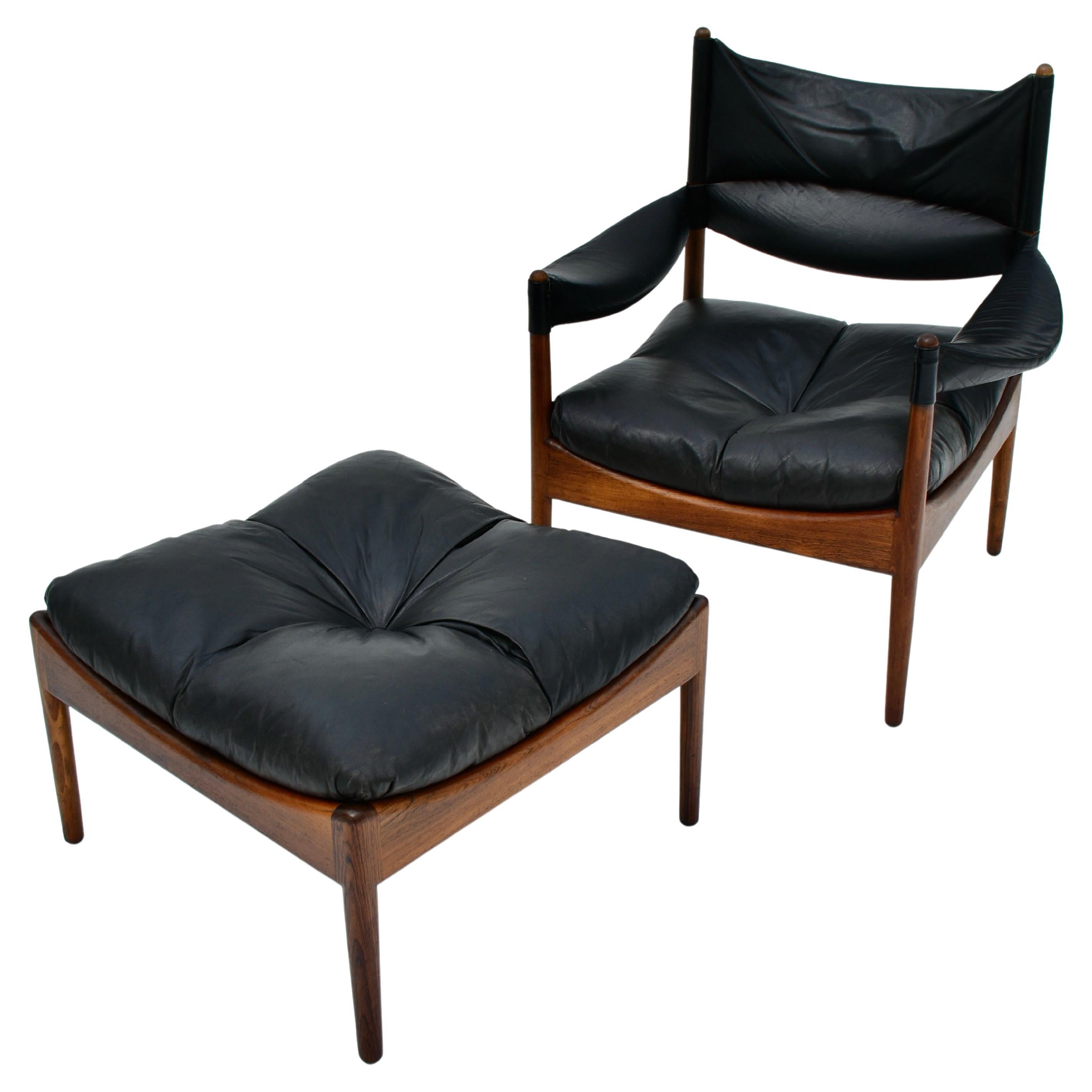 Kristian Vedel Rosewood & Leather 'Modus' Chair & Footstool For Soren Willadsen