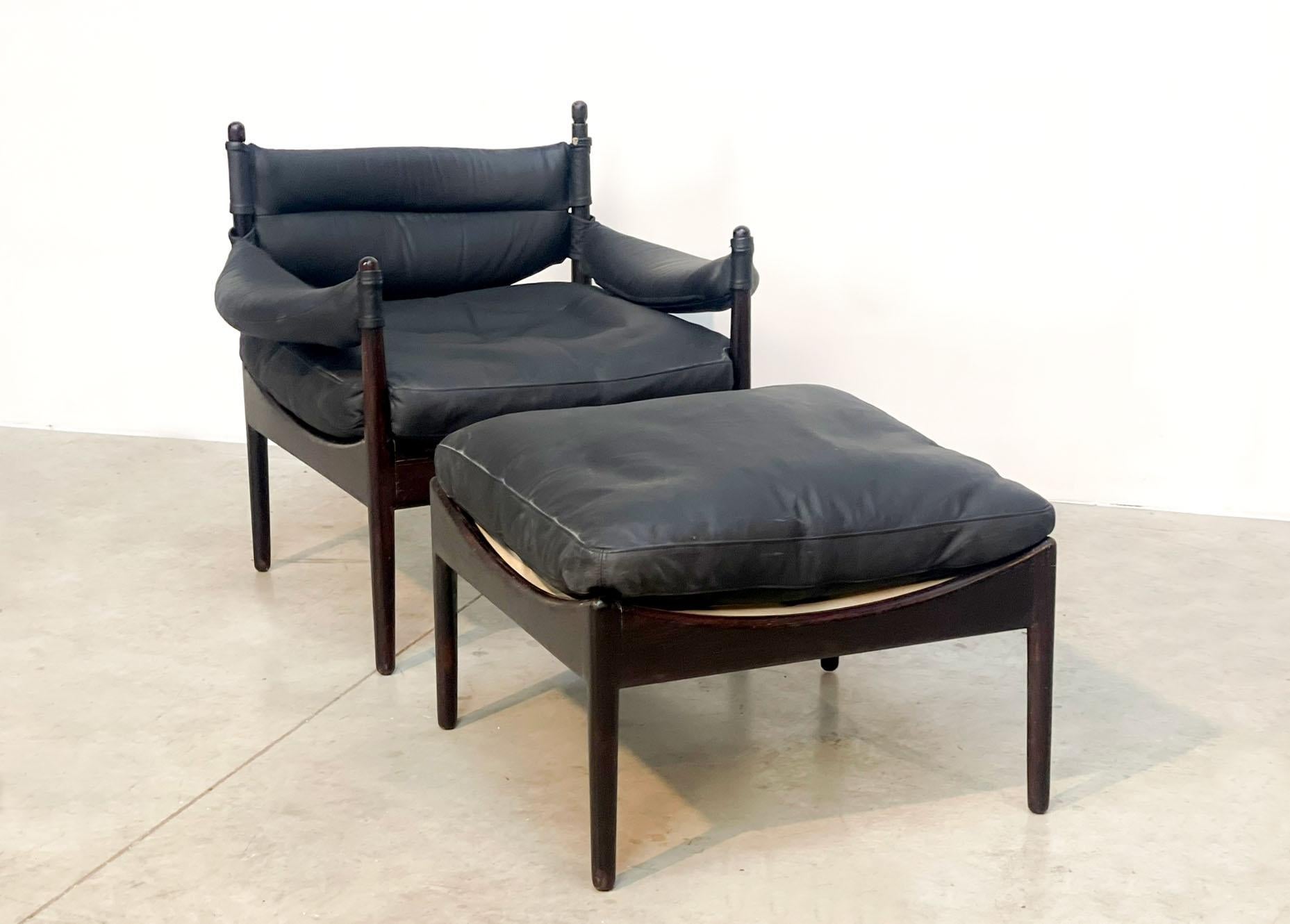 Kristian Vedel Rosewood & Leather ‘Modus’ Lounge Chair For Søren Willadsen, 1960 In Good Condition In Leuven, Vlaams Gewest