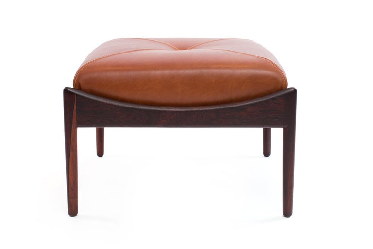 Kristian Vedel Rosewood And Caramel Leather Ottoman Pairs At 1stdibs