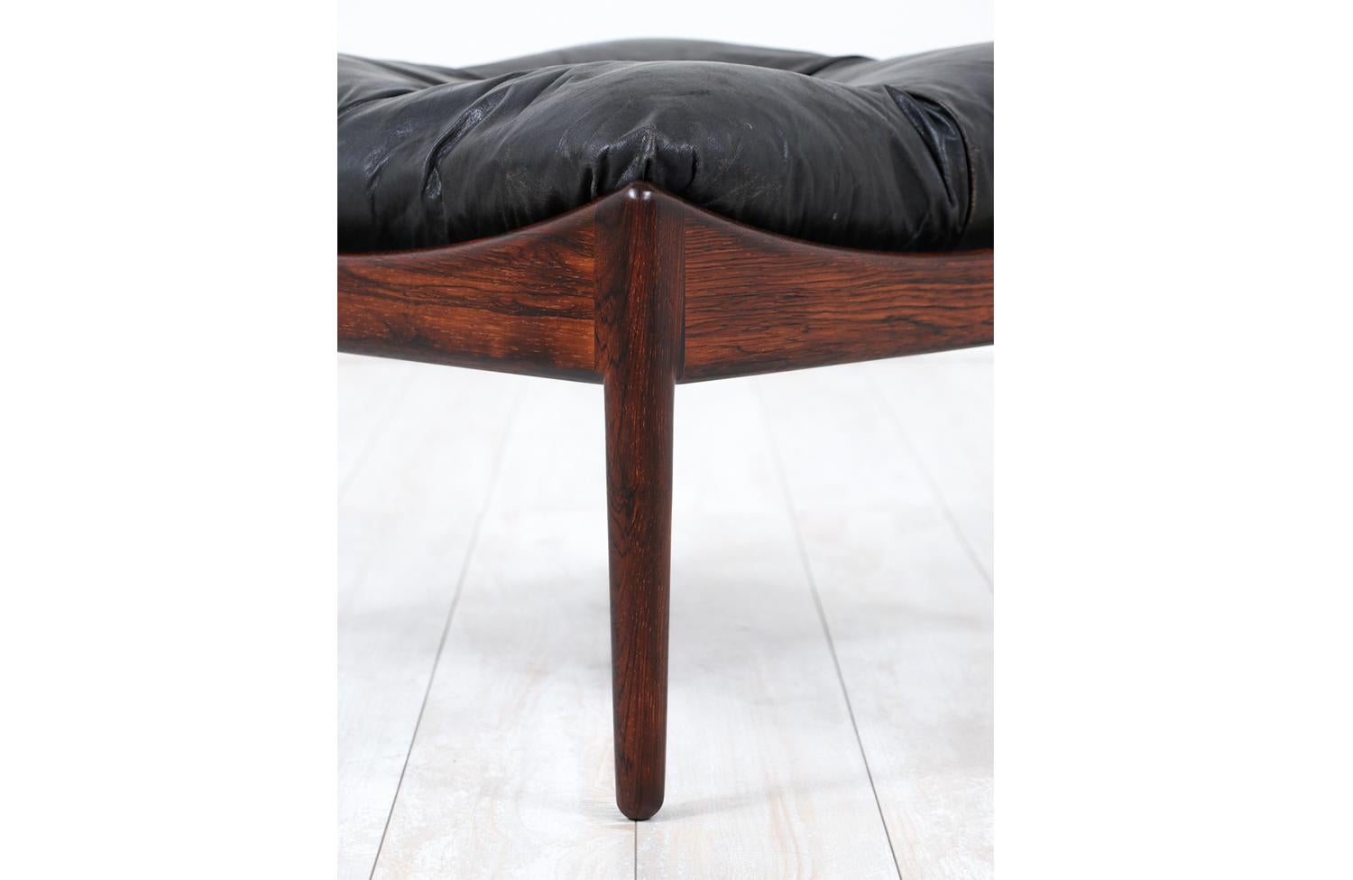 Mid-20th Century Kristian Vedel Rosewood & Leather Stools for Søren Willadsen