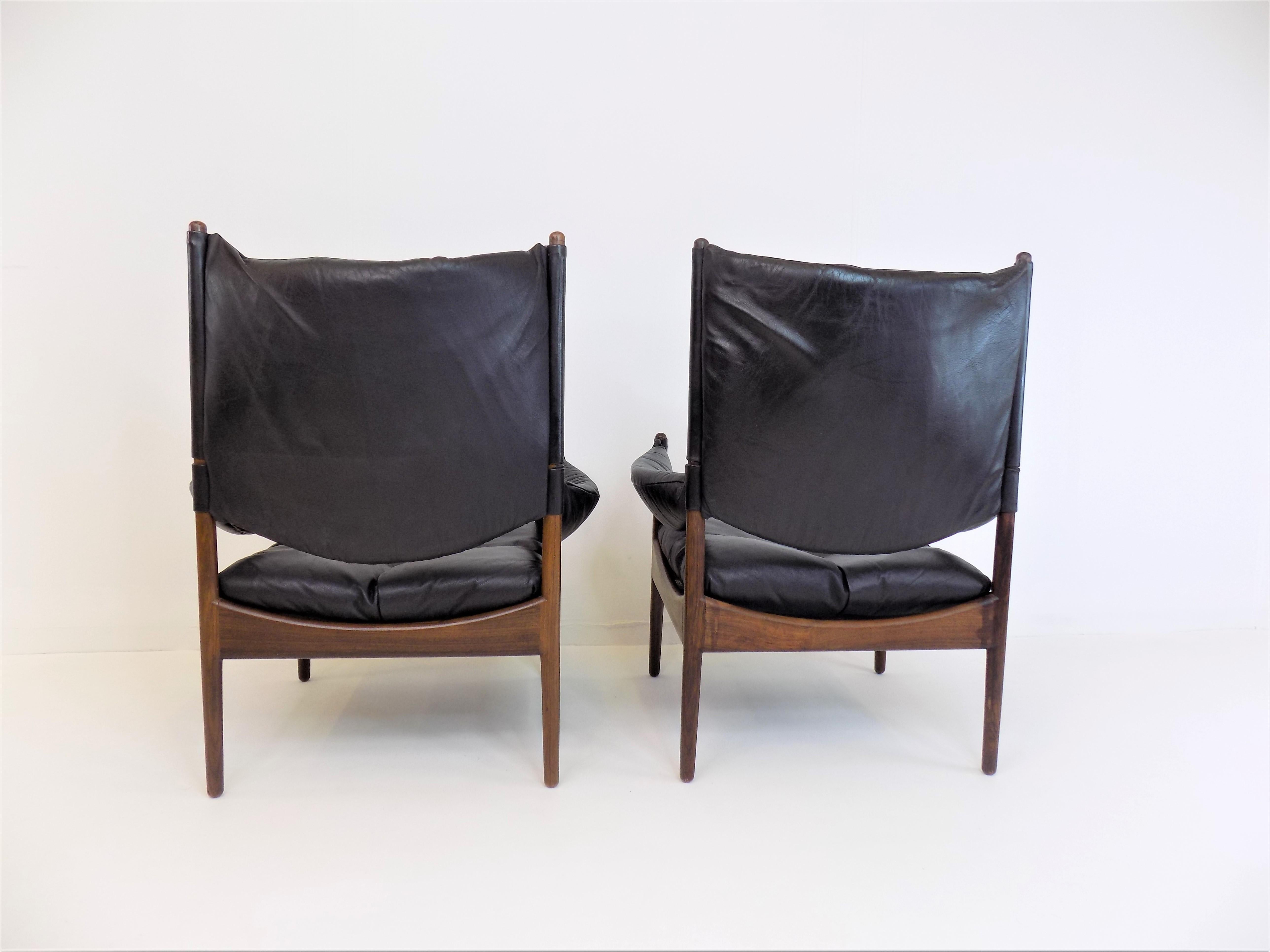 Danish Kristian Vedel Set of 2 Modus Leather Chairs for Søren Willadsen