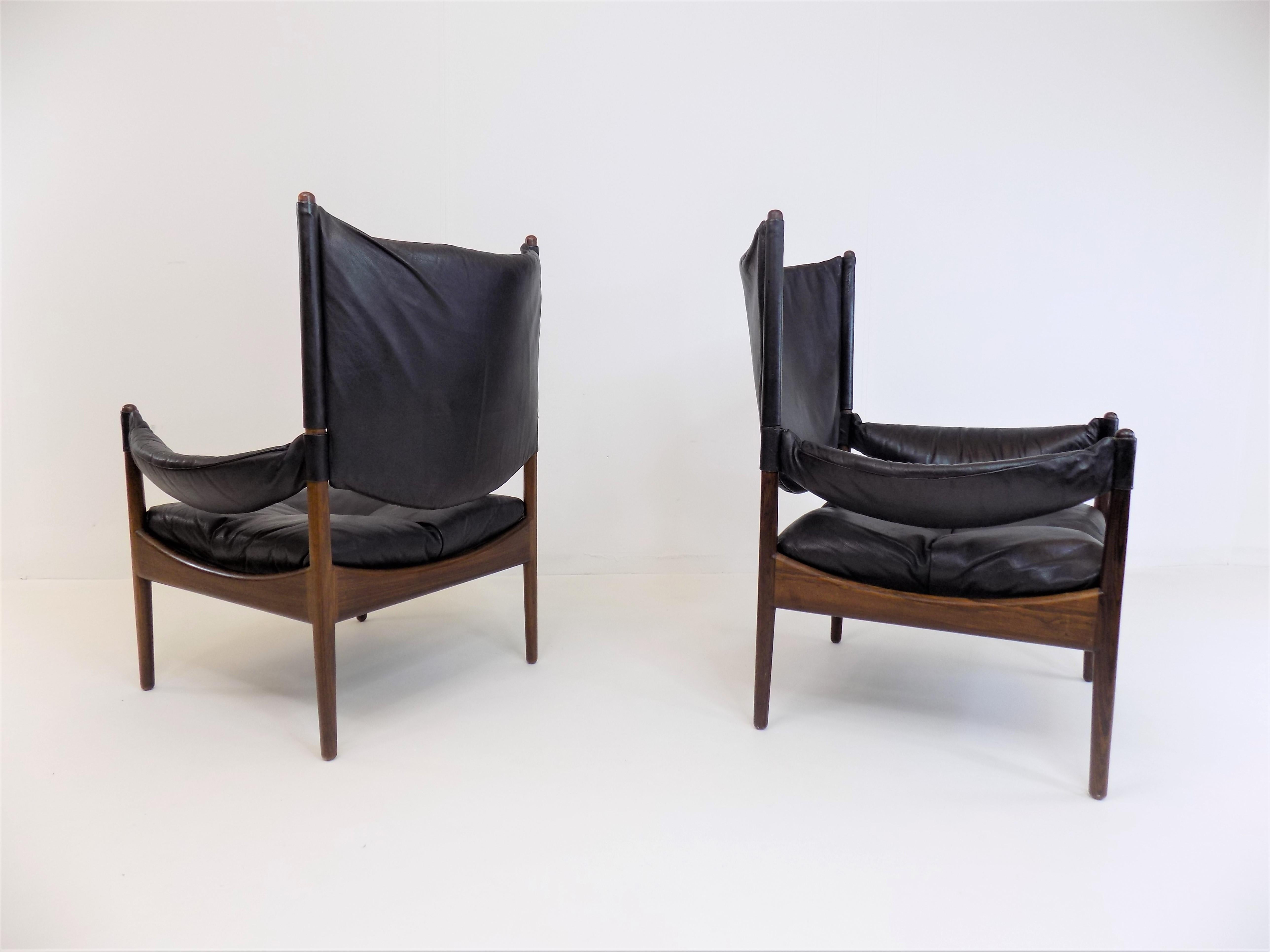 Kristian Vedel Set of 2 Modus Leather Chairs for Søren Willadsen In Good Condition In Ludwigslust, DE