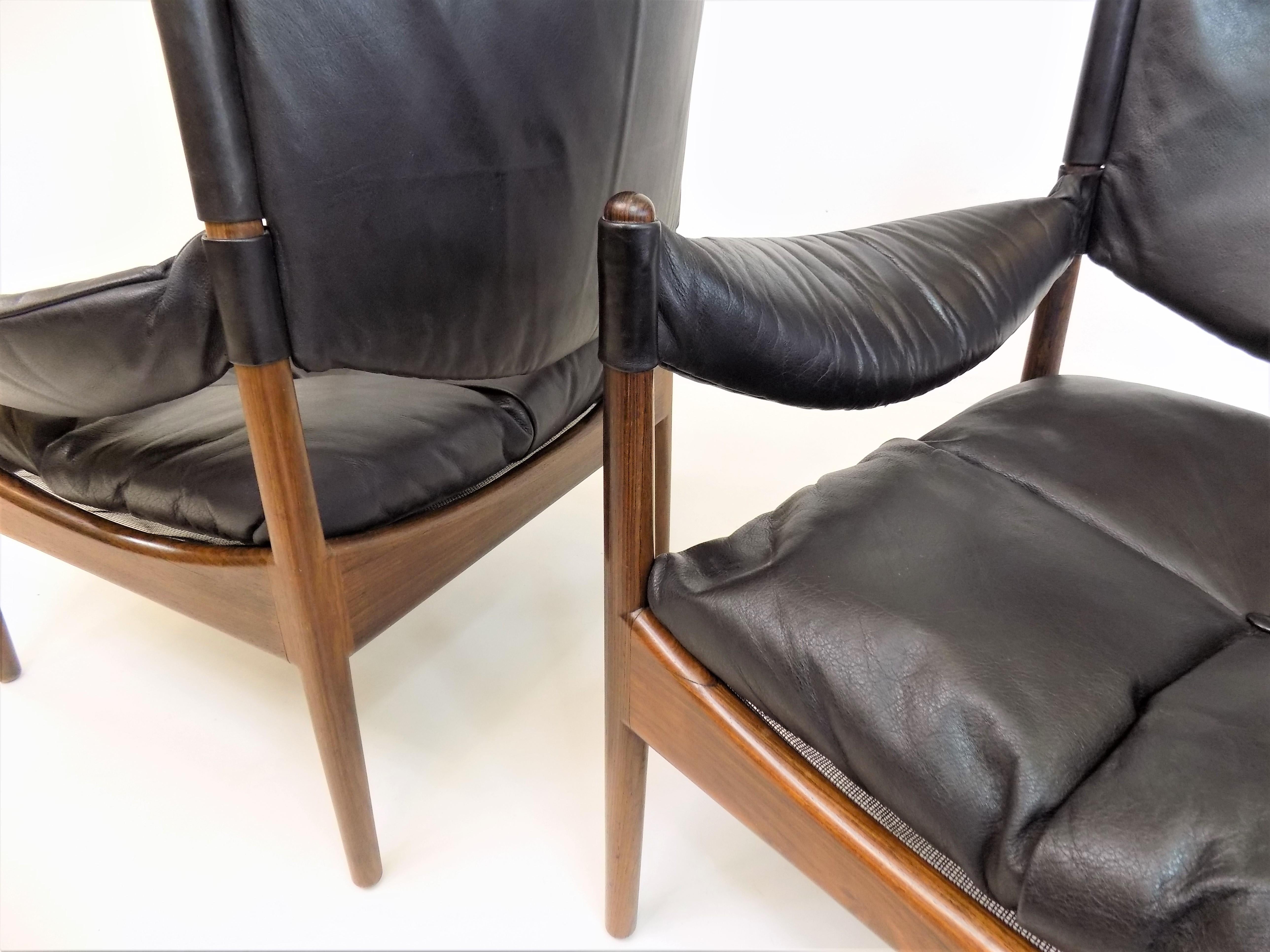 Mid-20th Century Kristian Vedel Set of 2 Modus Leather Chairs for Søren Willadsen