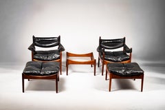 Kristian Vedel, set of black leather Modus furniture, Denmark 1960s