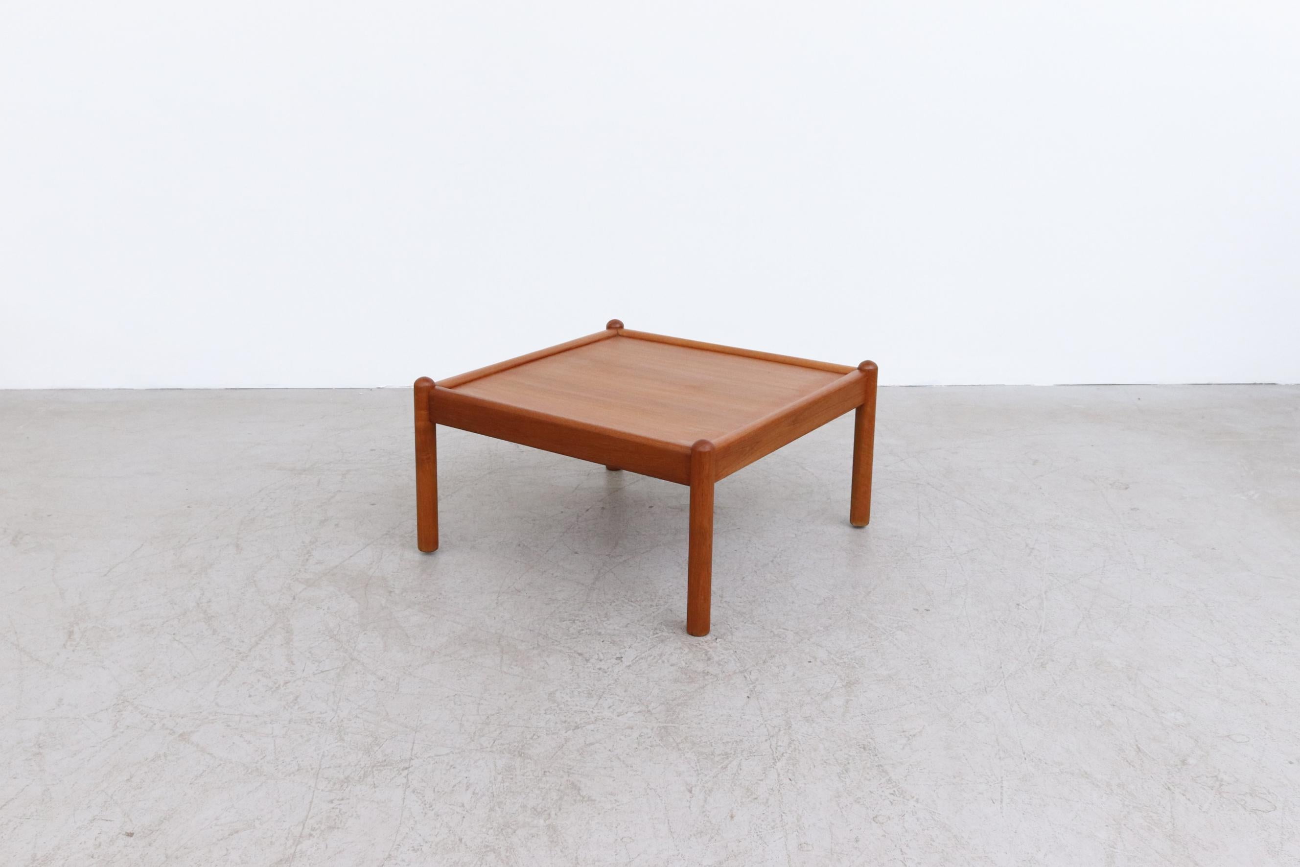 Mid-Century Modern Kristian Vedel Style Teak Coffee Table or Side Table with Rounded Legs and Lip For Sale
