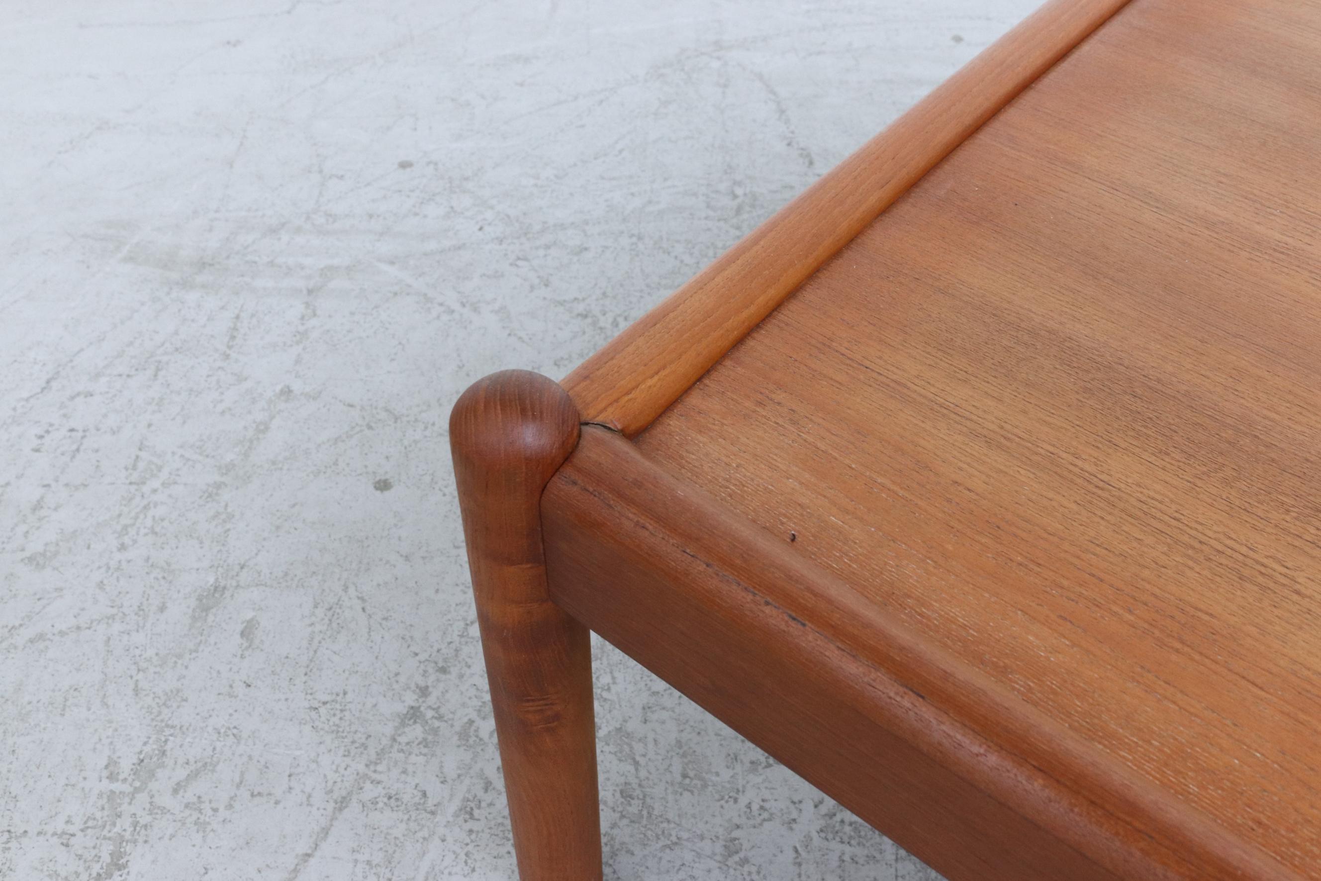 Dutch Kristian Vedel Style Teak Coffee Table or Side Table with Rounded Legs and Lip For Sale
