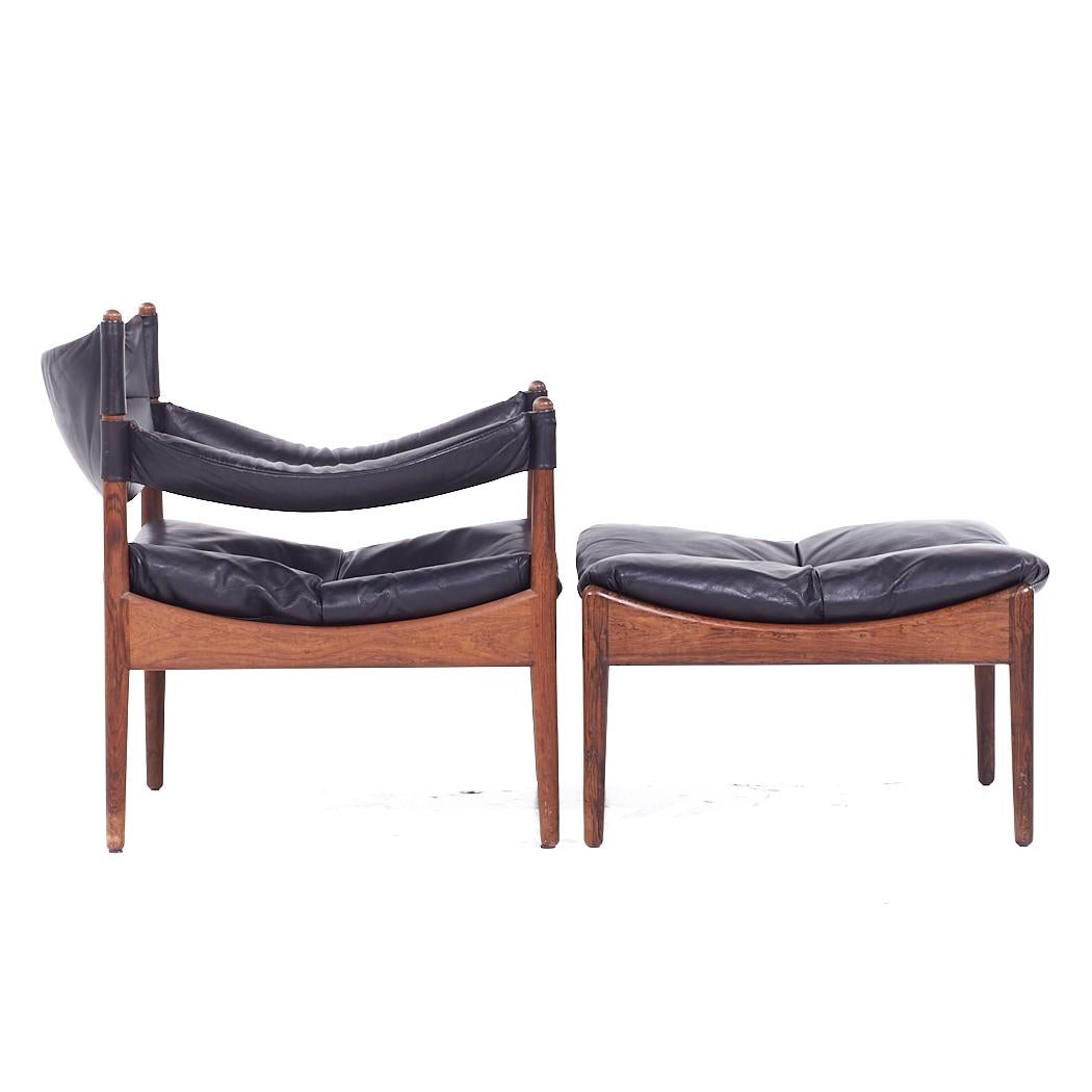 Kristian Vedel Willadsen Møbelfabrik Modus MCM Rosewood Leather Chairs Ottoman For Sale 4