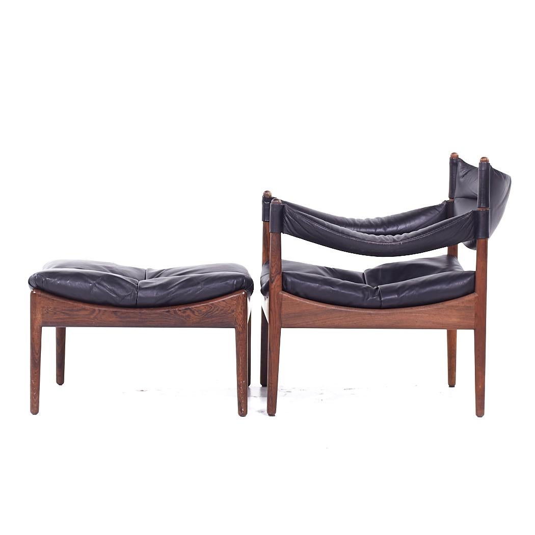 Kristian Vedel Willadsen Møbelfabrik Modus MCM Rosewood Leather Chairs Ottoman For Sale 5
