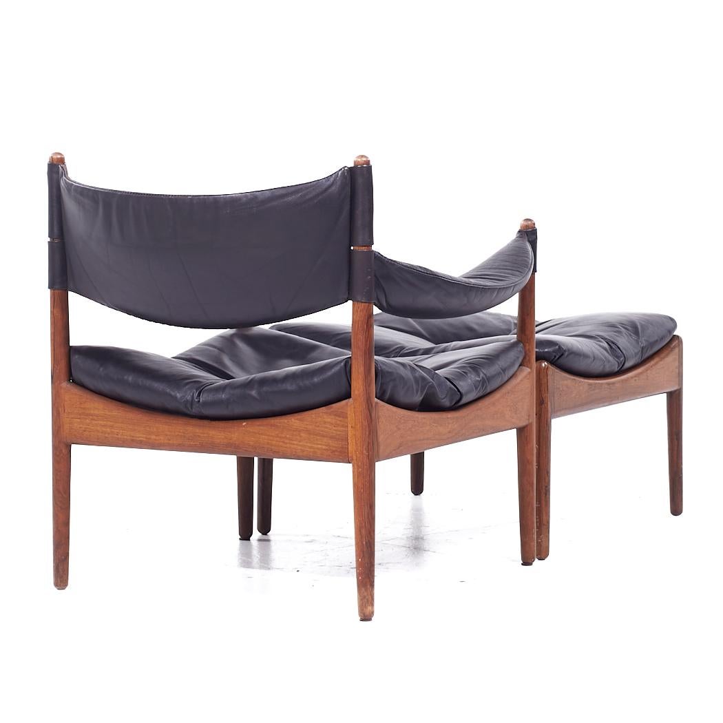 Kristian Vedel Willadsen Møbelfabrik Modus MCM Rosewood Leather Chairs Ottoman For Sale 1