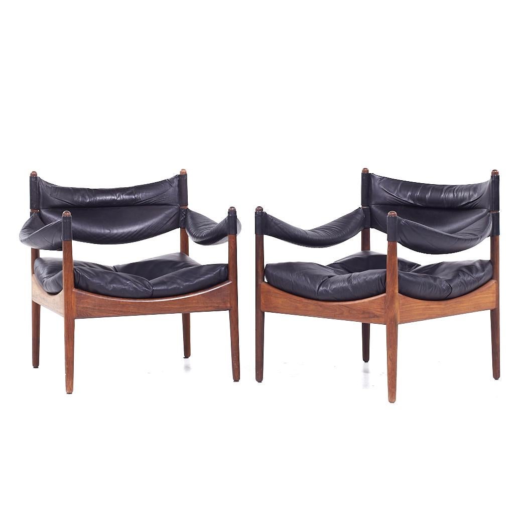Mid-Century Modern Kristian Vedel Willadsen Møbelfabrik Modus MCM Rosewood Leather Lounge Chairs For Sale
