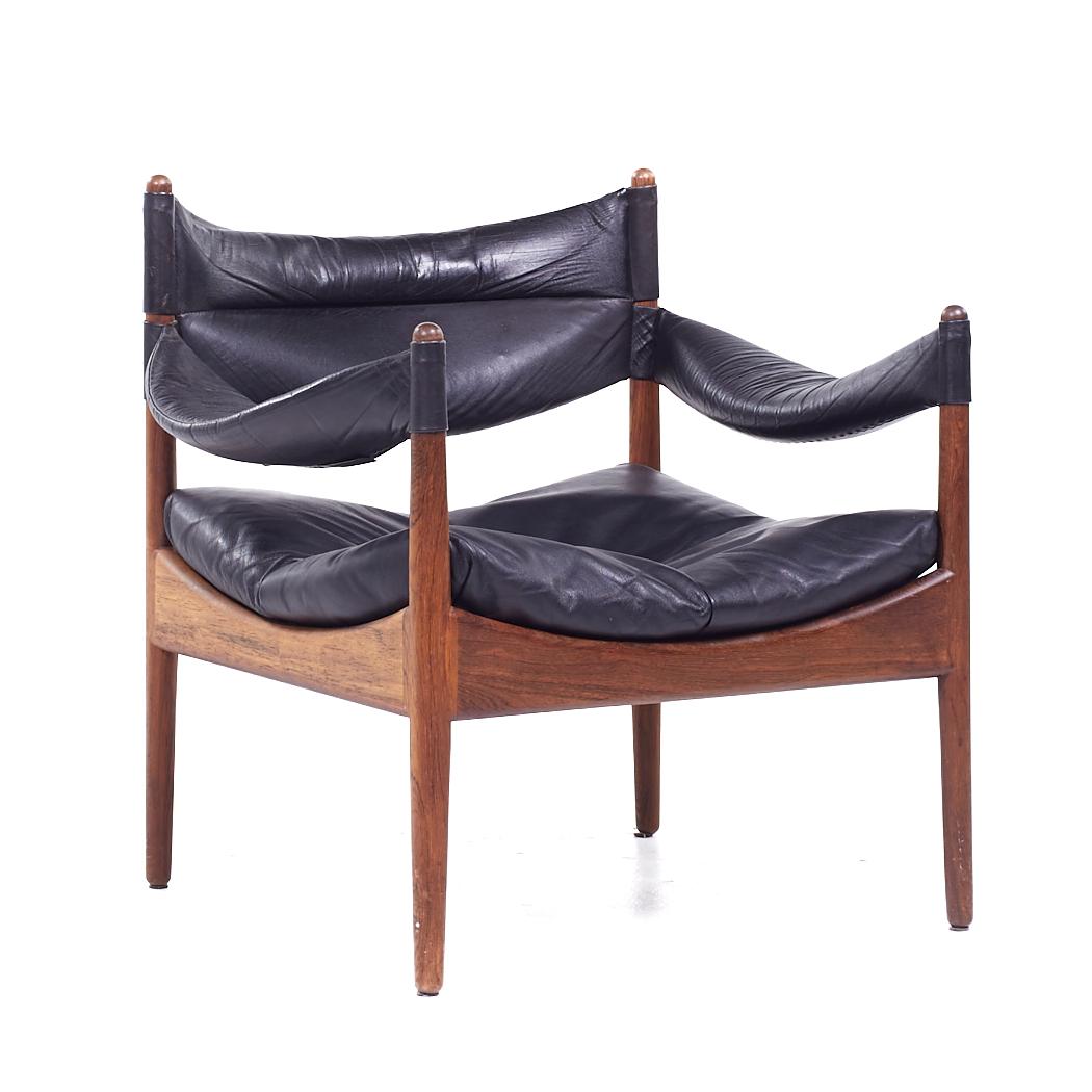 Danish Kristian Vedel Willadsen Møbelfabrik Modus MCM Rosewood Leather Lounge Chairs For Sale