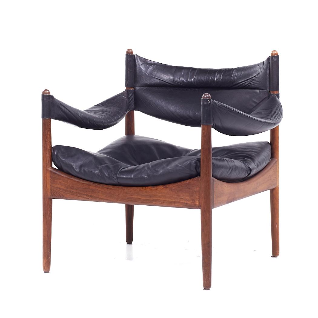 Late 20th Century Kristian Vedel Willadsen Møbelfabrik Modus MCM Rosewood Leather Lounge Chairs For Sale