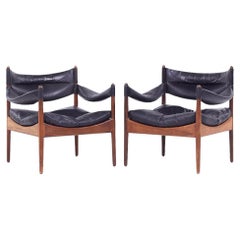 Kristian Vedel Willadsen Møbelfabrik Modus MCM Rosewood Leather Lounge Chairs 