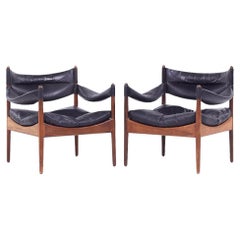 Kristian Vedel Willadsen Møbelfabrik Modus MCM Rosewood Leather Lounge Chairs