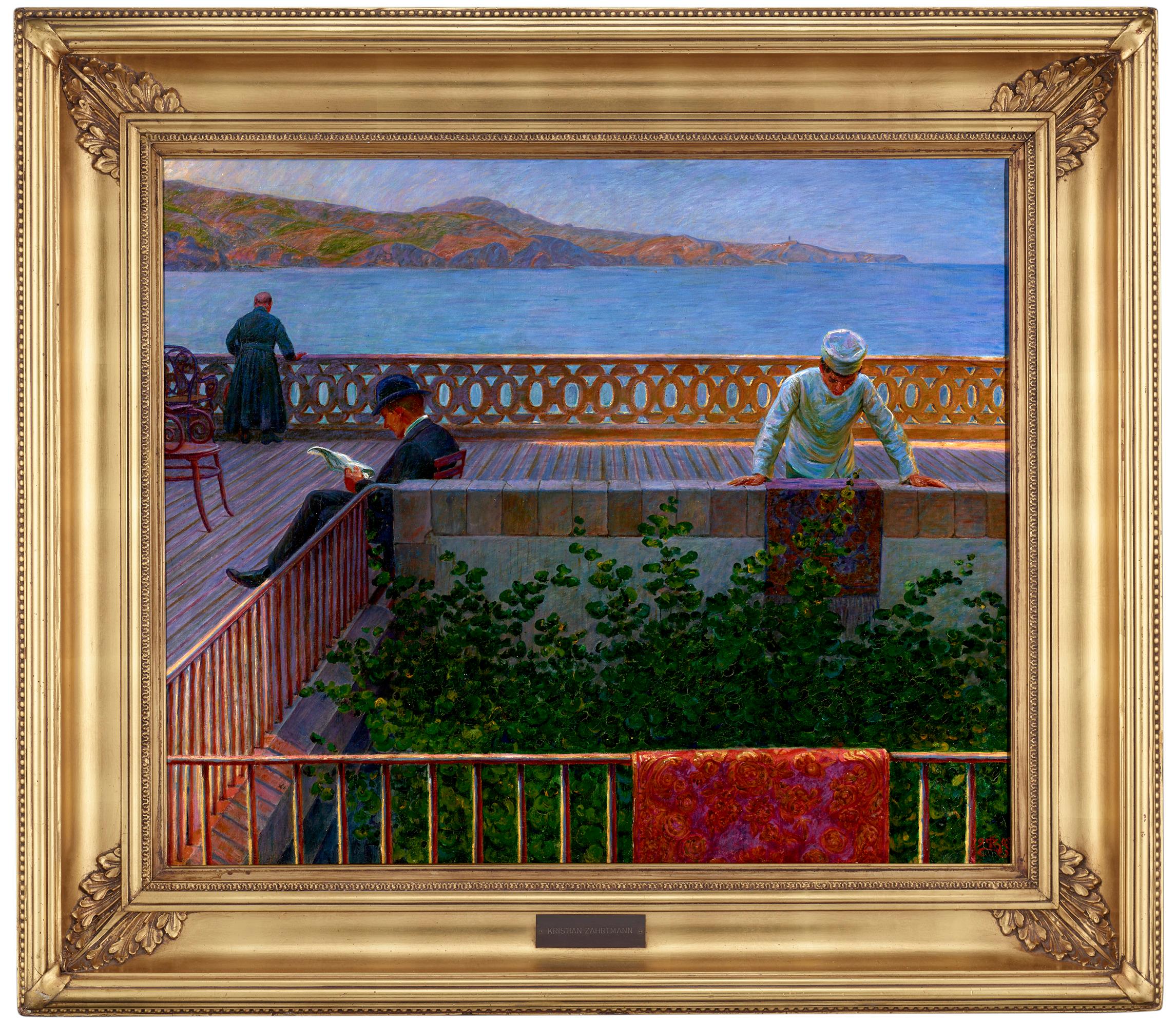 View from a Veranda in the South of France - Painting by Kristian Zahrtmann