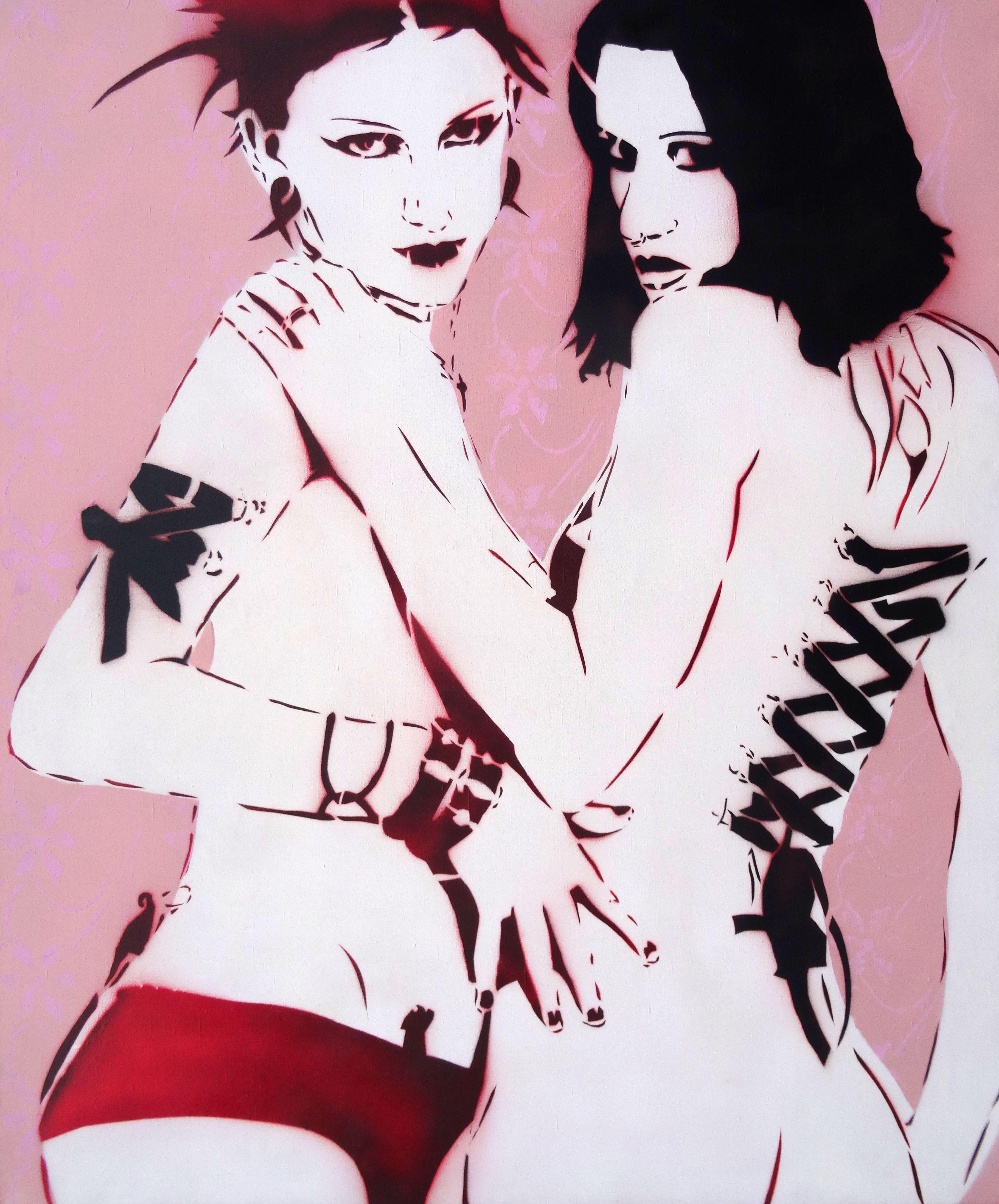 Kristians Brekte Figurative Painting - Love hate. 2006, mixed media, canvas, 120x100 cm