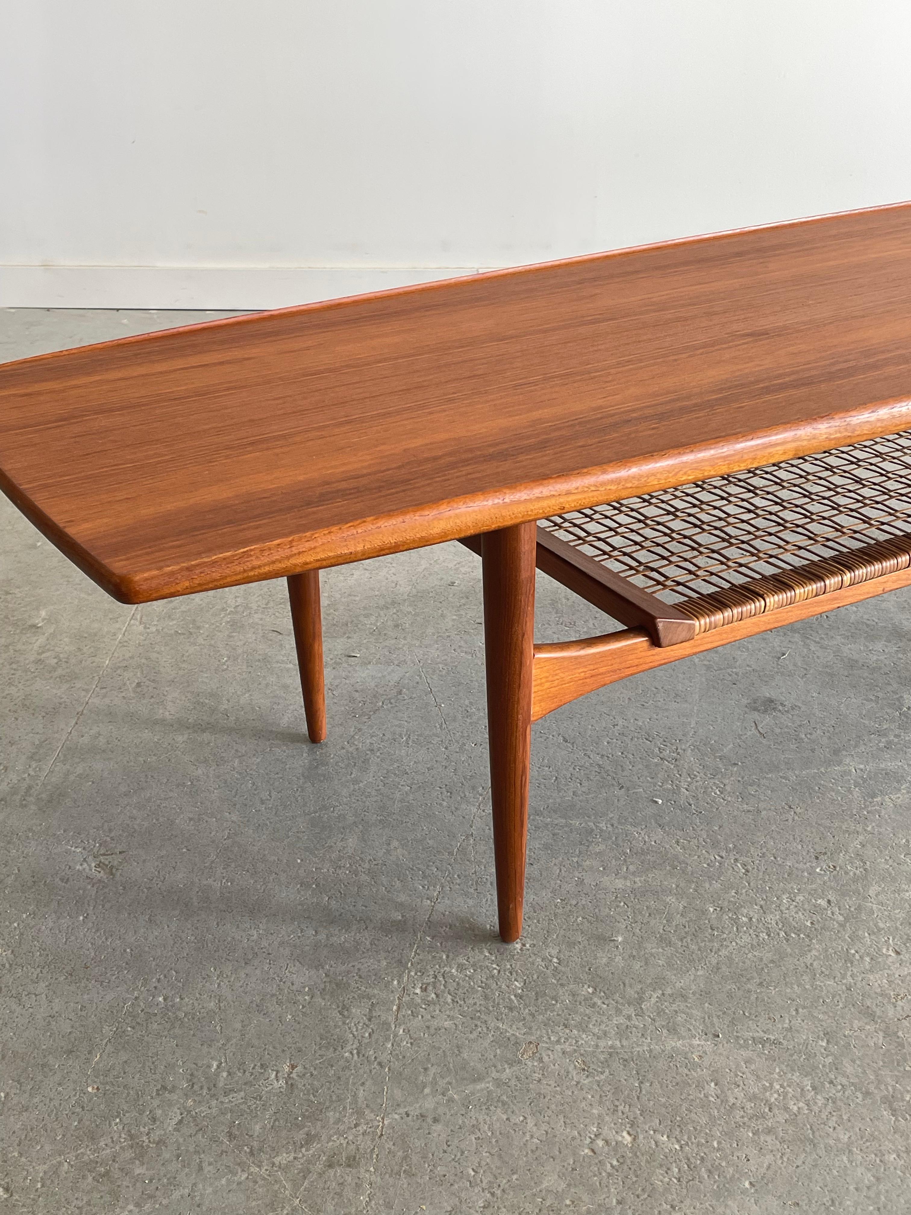 Kristiansen & Thomassen Teak and Cane Coffee Table  In Good Condition For Sale In Winnipeg, MB