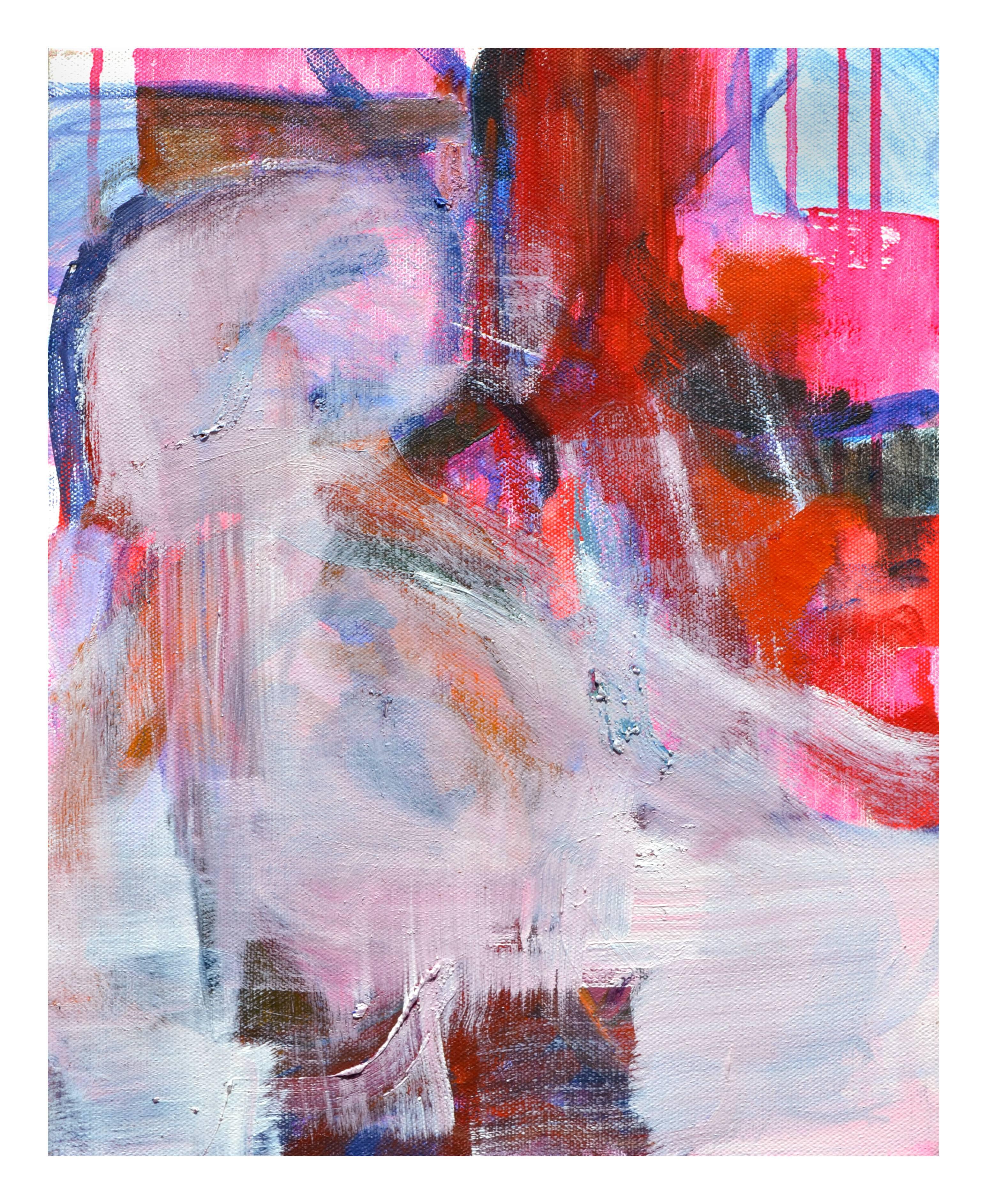 Small Scale Seated Nude Pink & Red Abstract