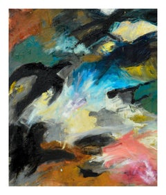Vintage Crows On The Field - Abstract Expressionist Composition in Oil on Canvas